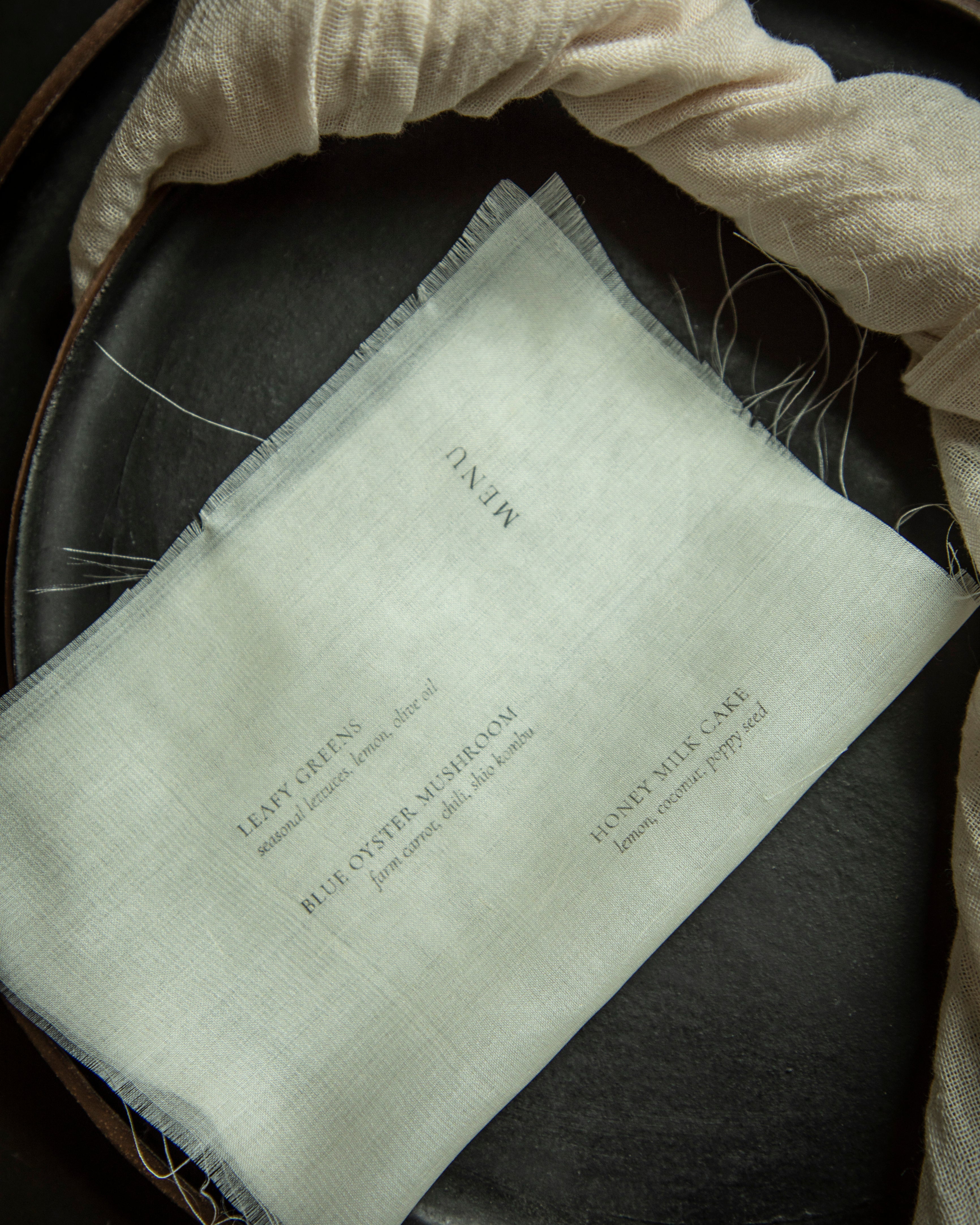 print on silk to make silk menus for wedding tables