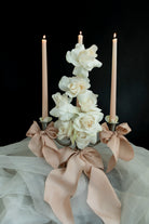 the best blush colored bridal bouquet silk ribbon. bespoke wedding ribbon