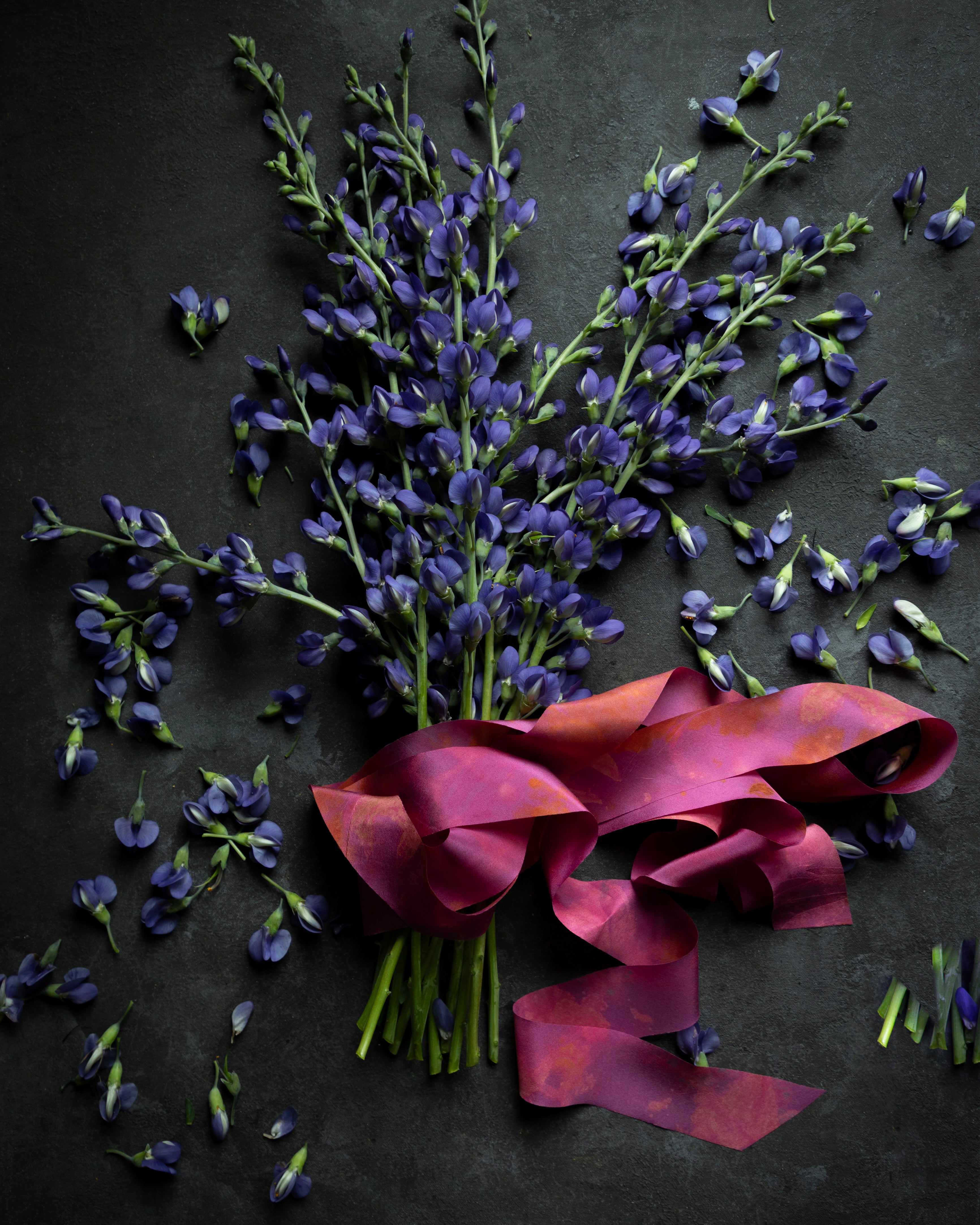 eco-print luxury silk ribbon hot pink ribbon