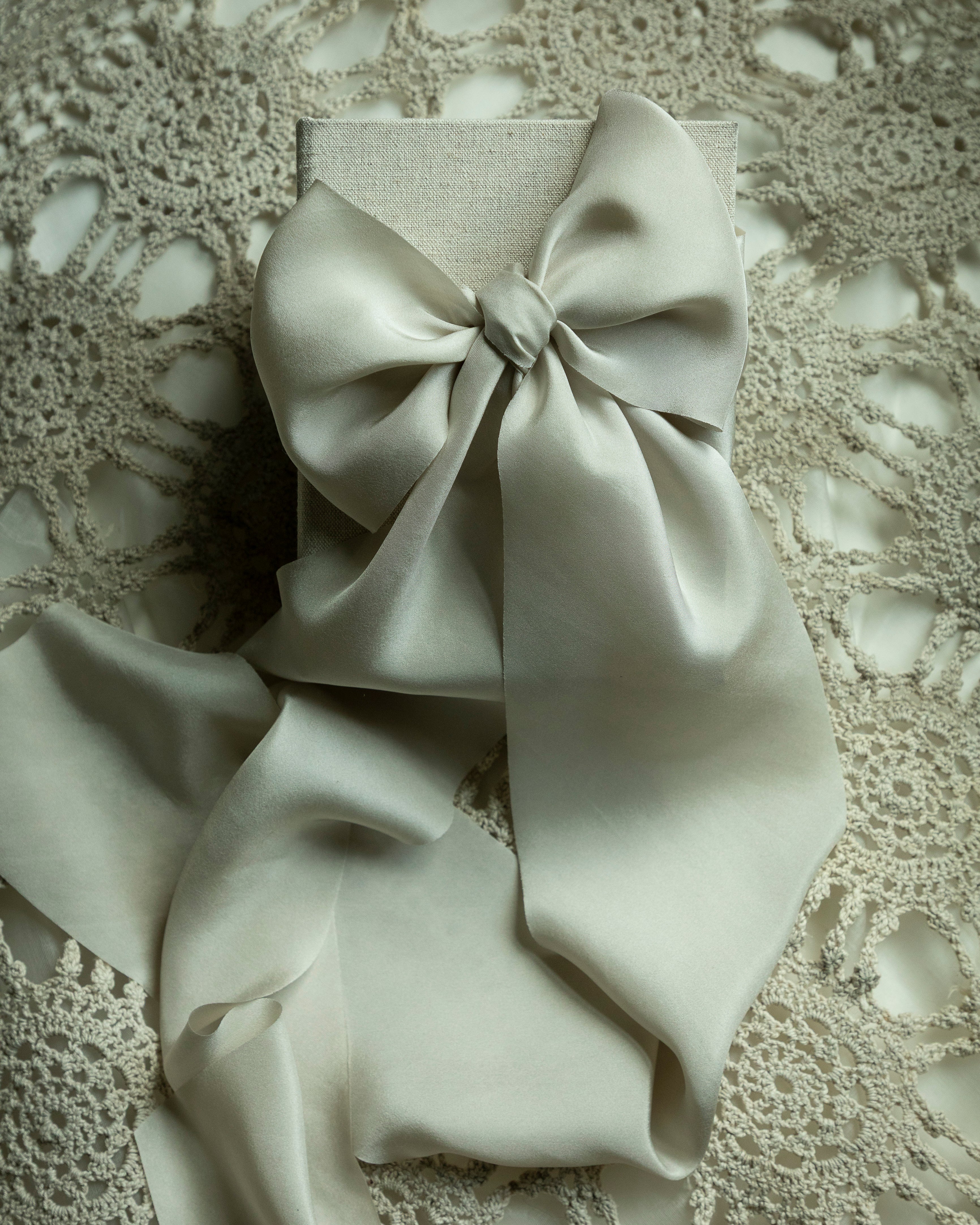 custom gift wrapping  with big silk ribbon bow