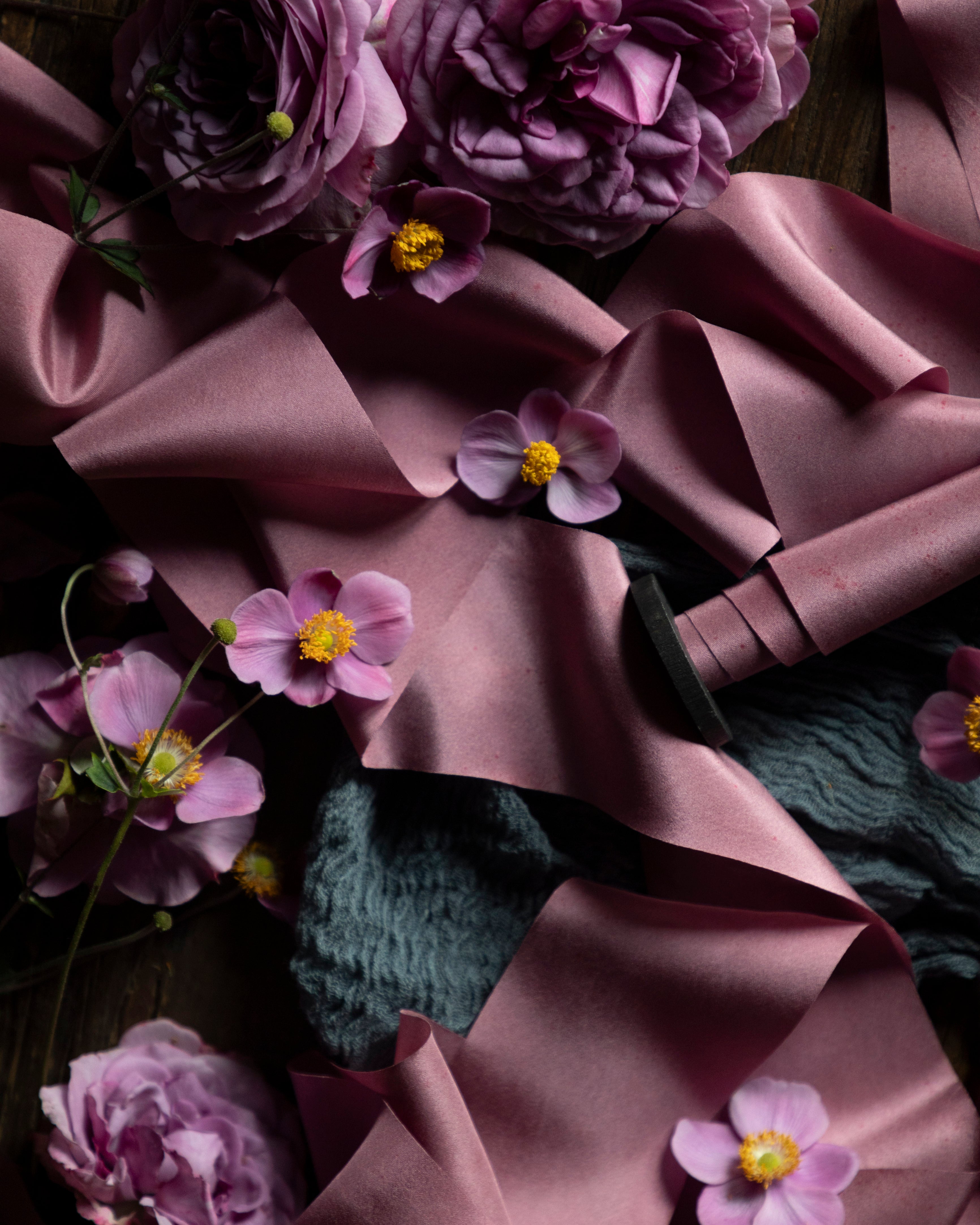 premium silk ribbon for wedding details and bridal bouquets. hand-dyed silk ribbon