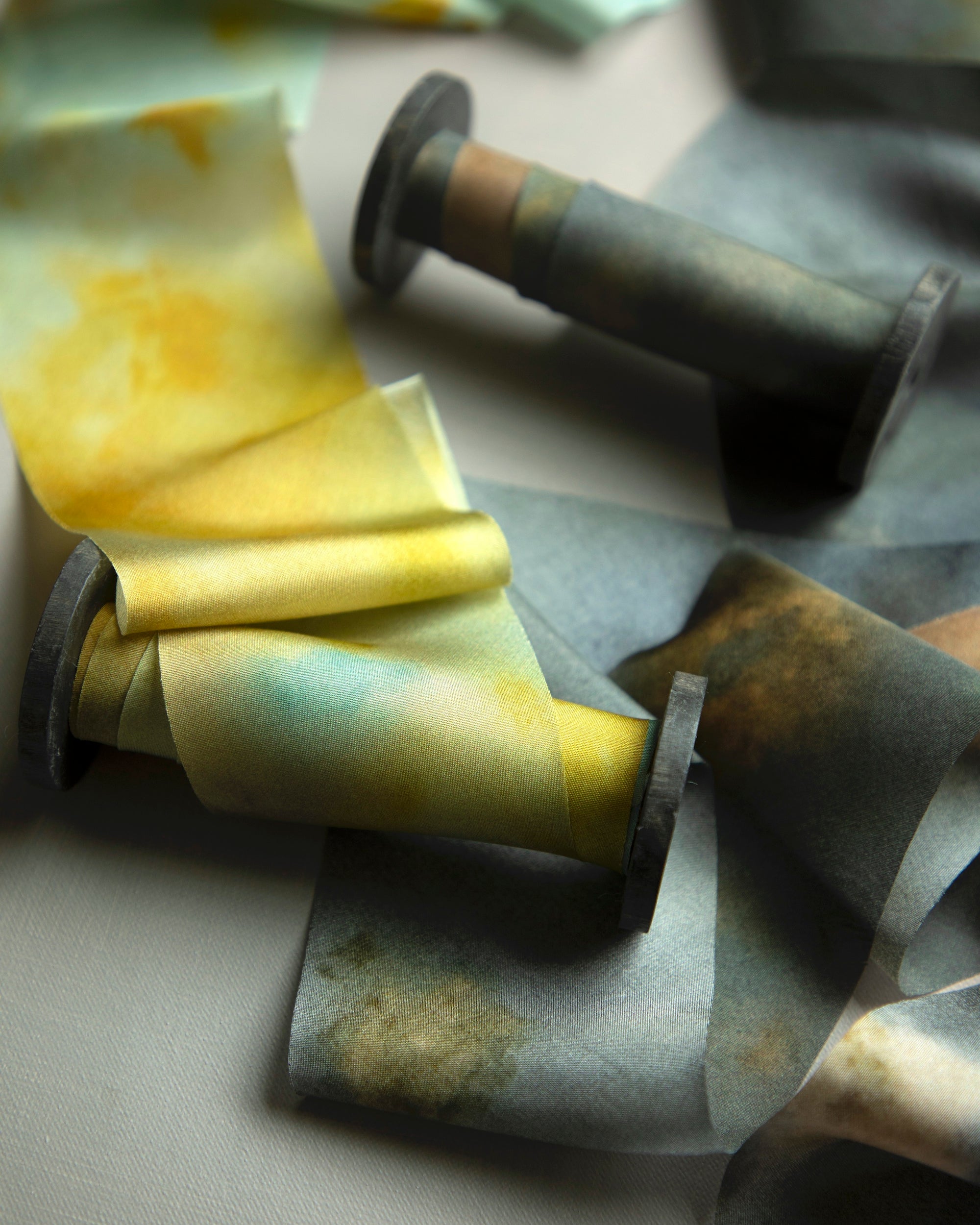 Eco-friendly silk ribbons with nature-inspired patterns, perfect for unique gift wrapping and tying market bouquets, crafted from sustainable materials