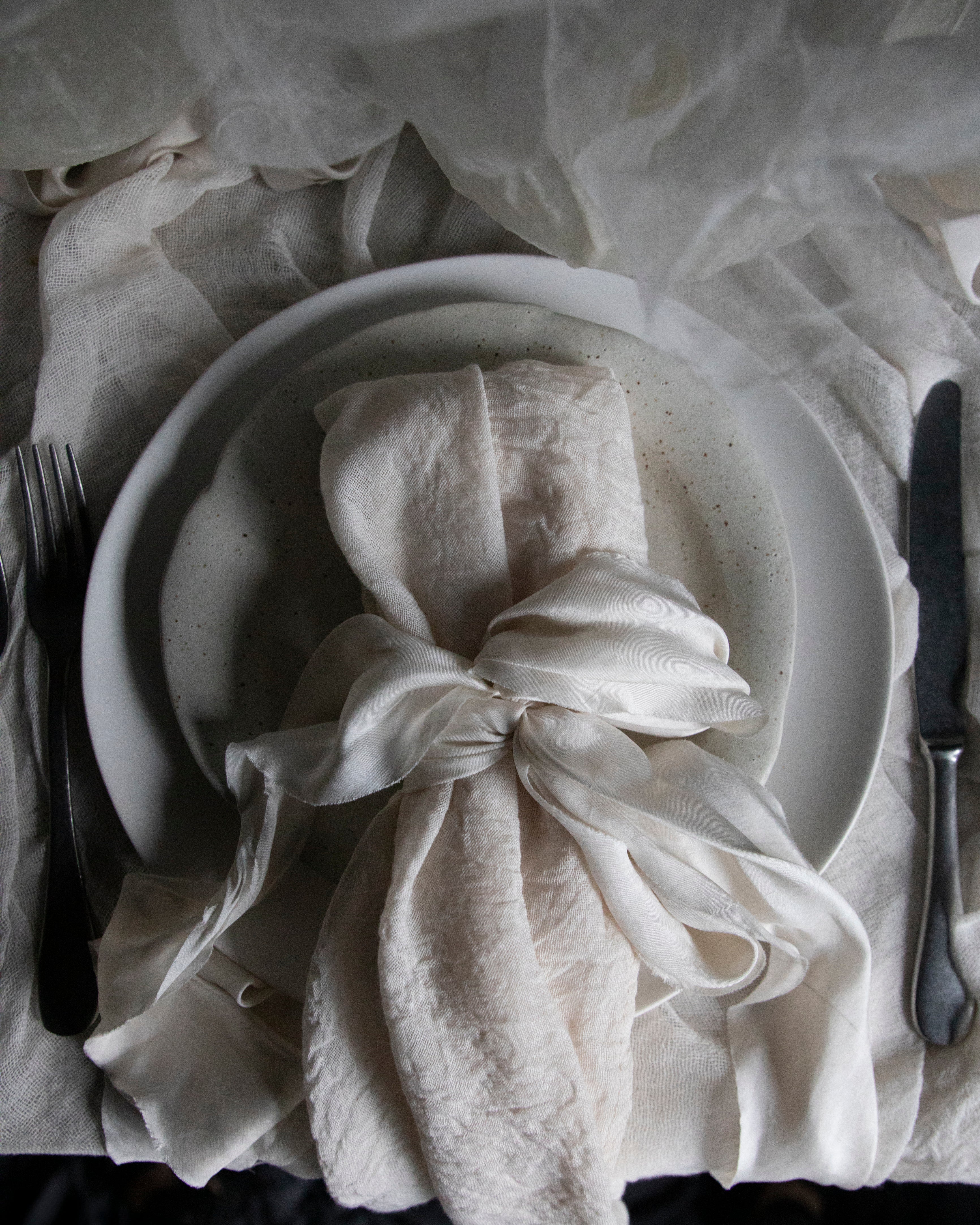 sustainable textiles. hand dyed napkins for luxury events and luxury weddings