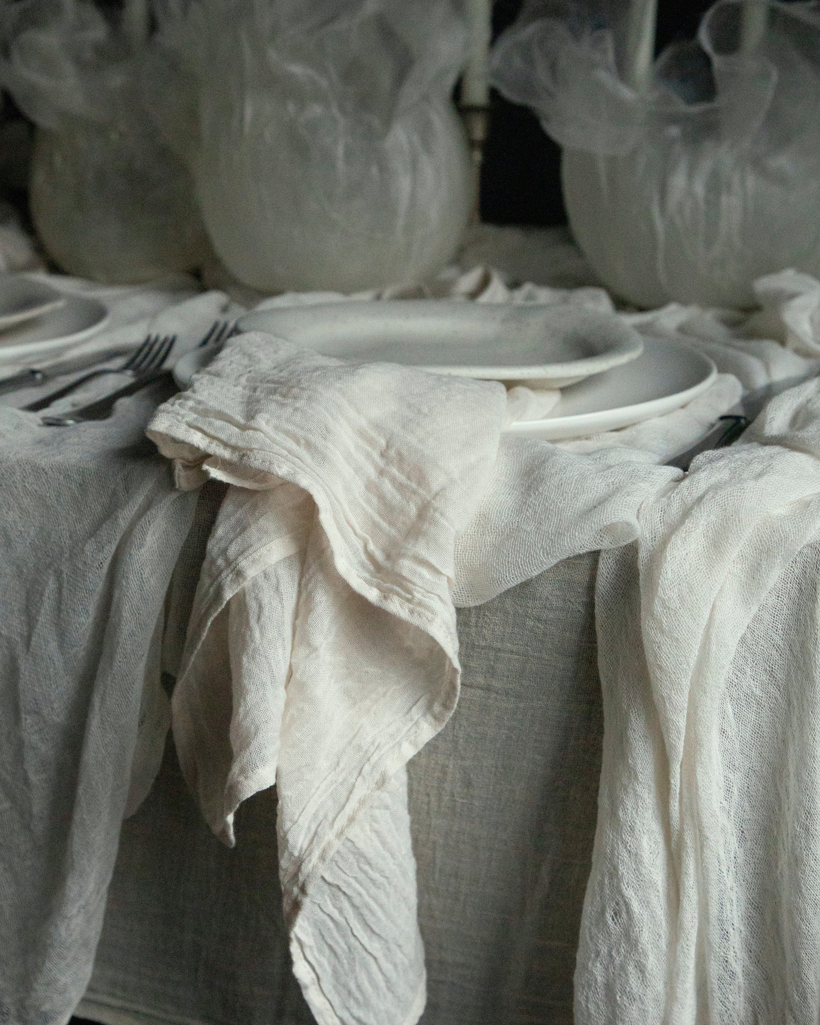 eco-friendly, sustainable solution for wedding decor. handmade custom wedding napkins.