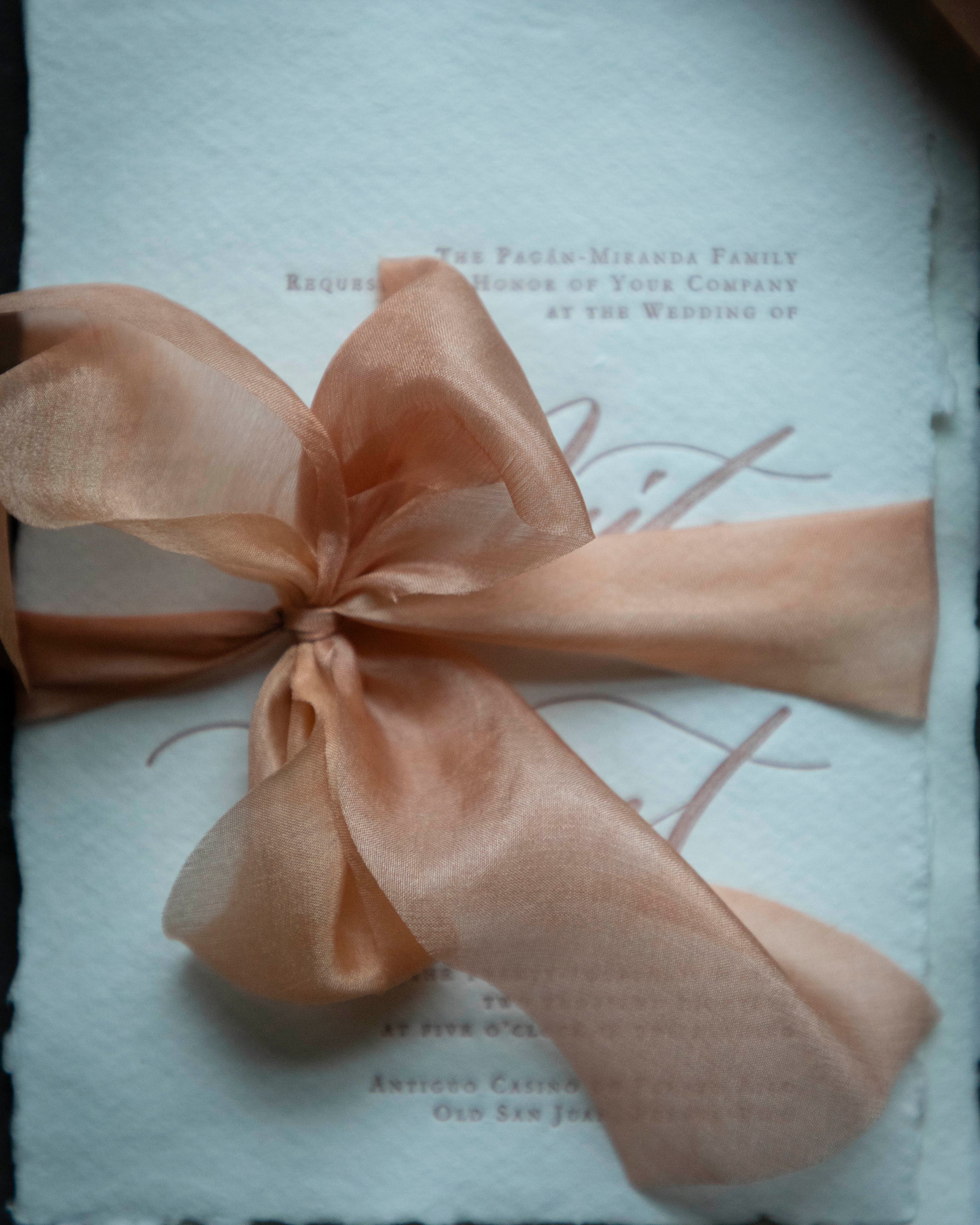 bespoke wedding invitations with silk ribbon