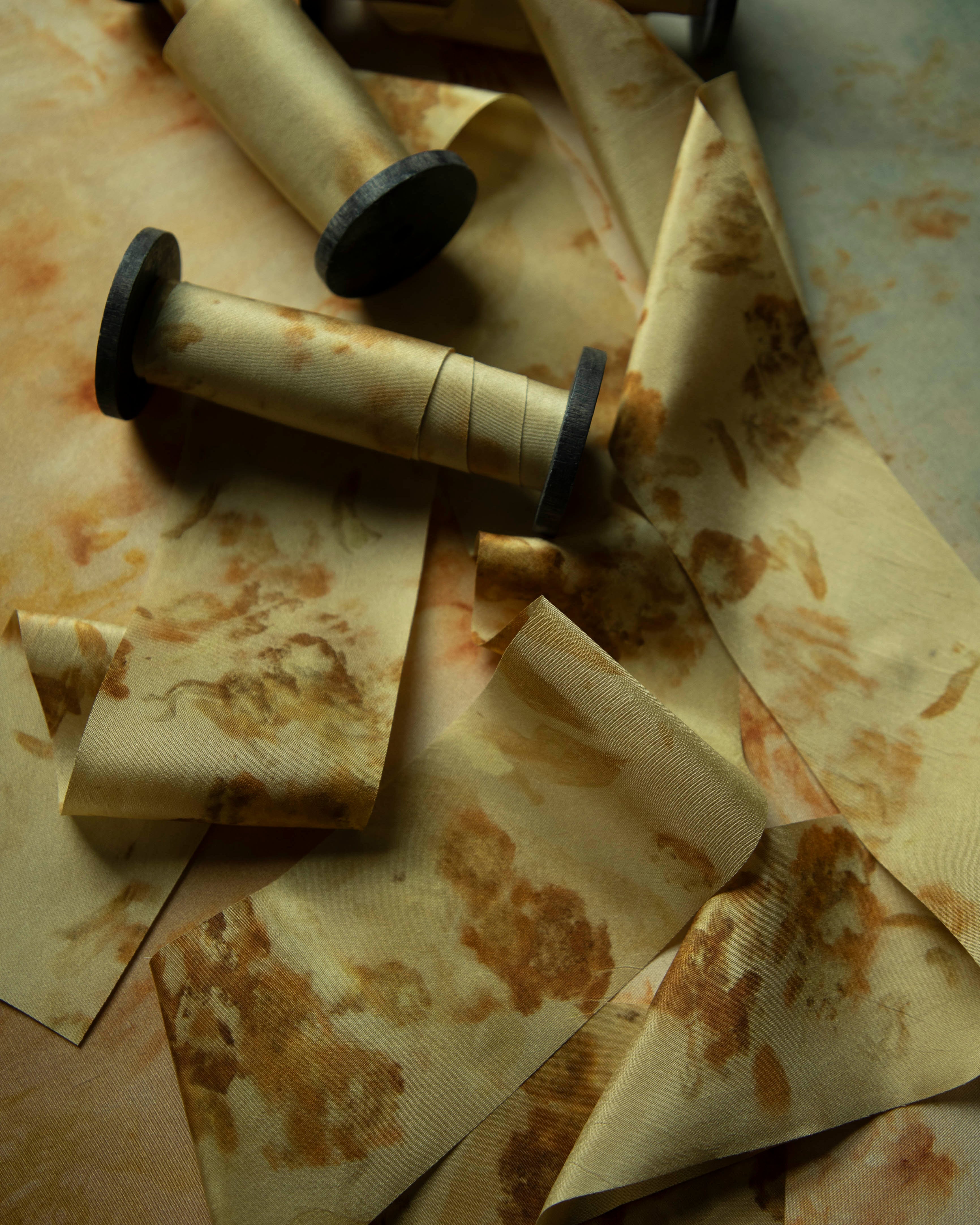 hand dyed silk ribbon in autumn hues