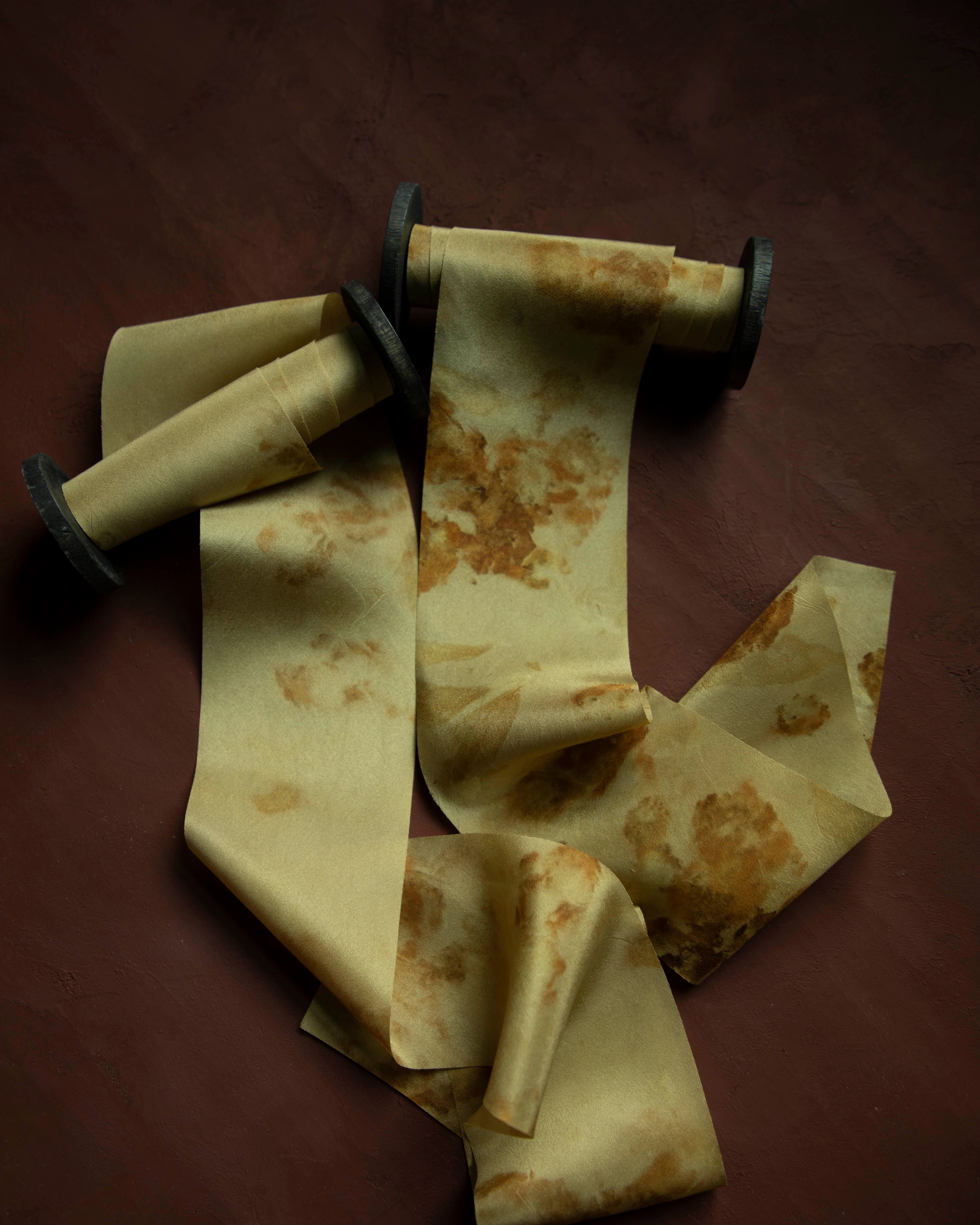 eco-print silk & Willow fall silk ribbon