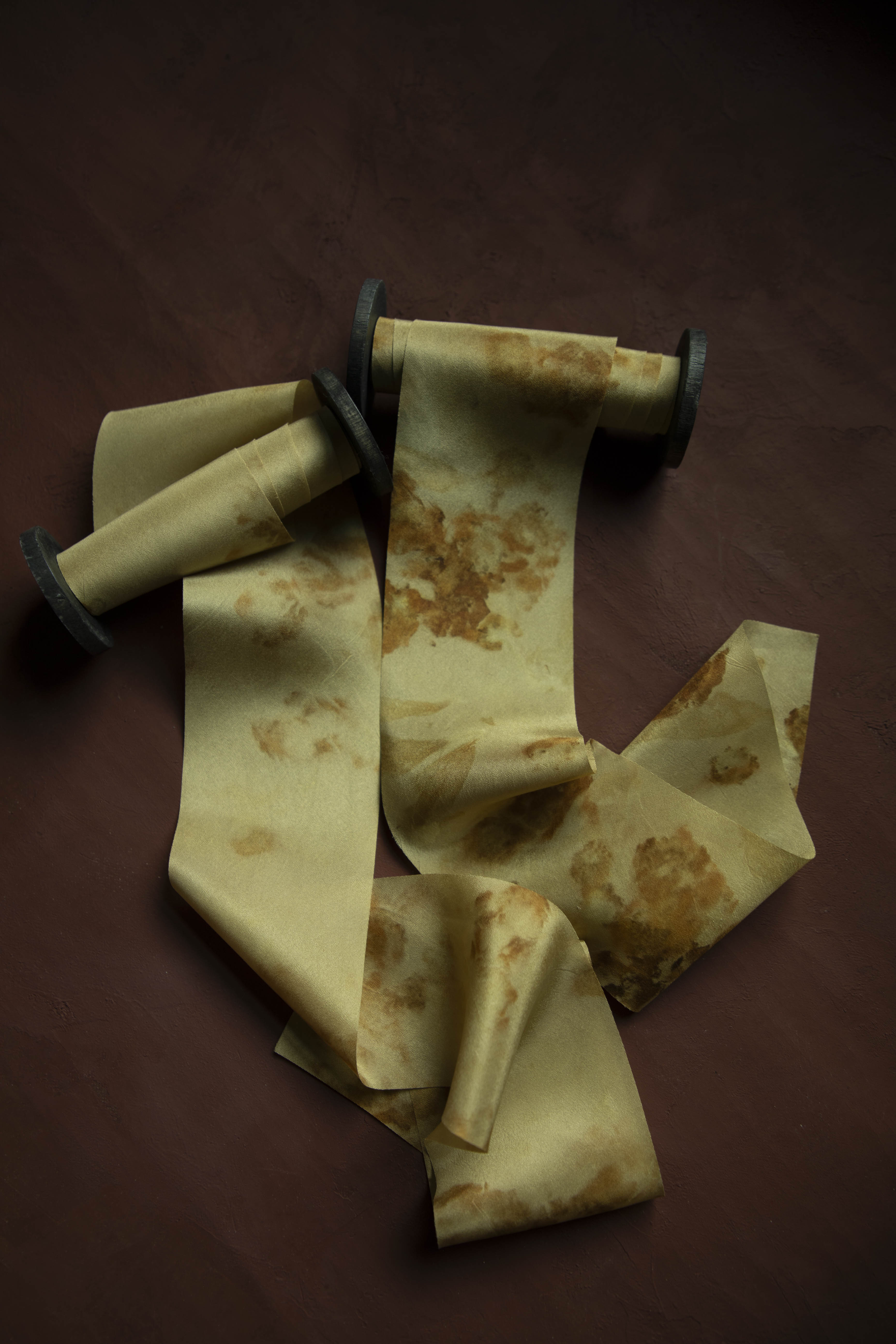 eco-print silk & Willow fall silk ribbon