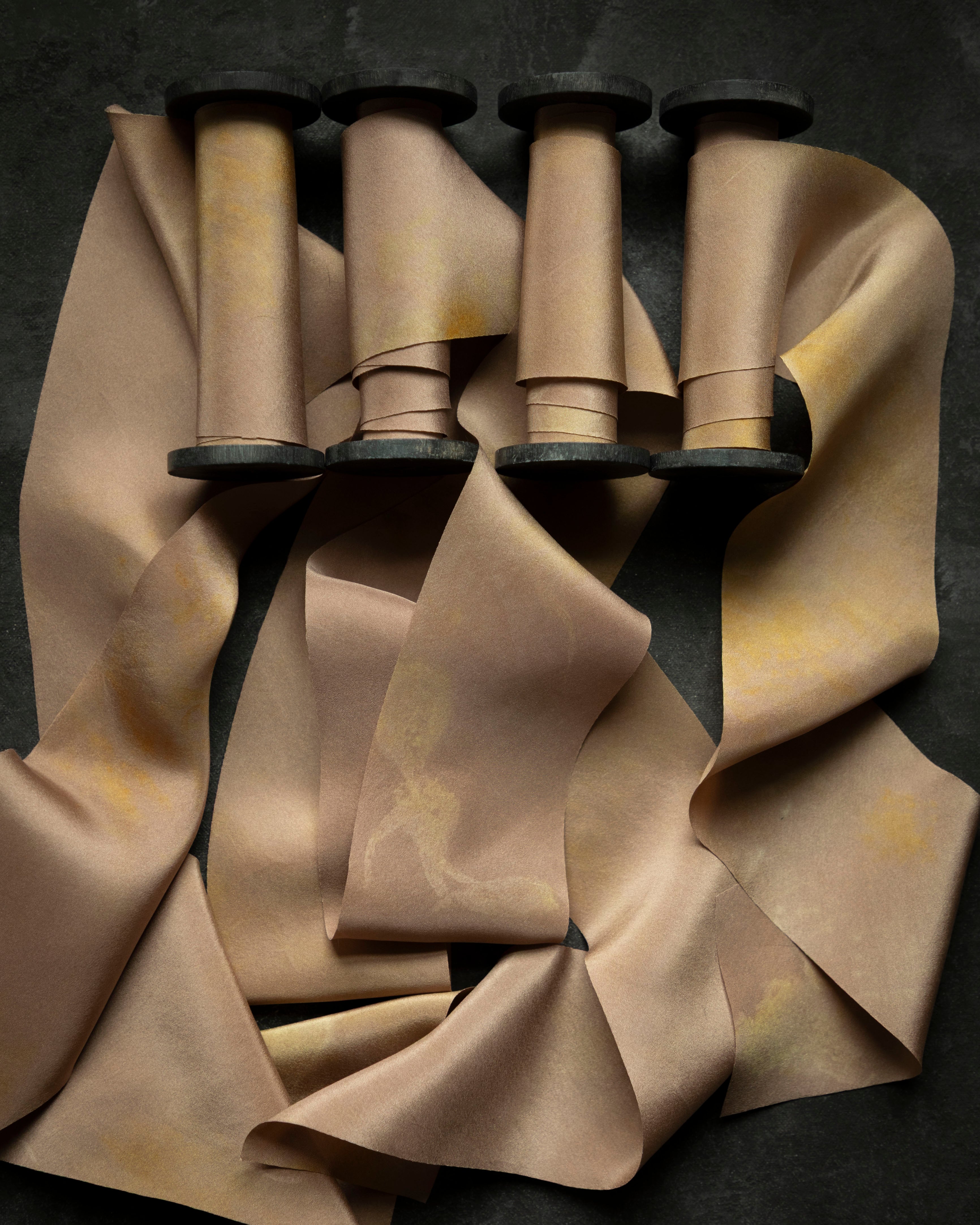 Hand dyed silk ribbon custom eco-print palette