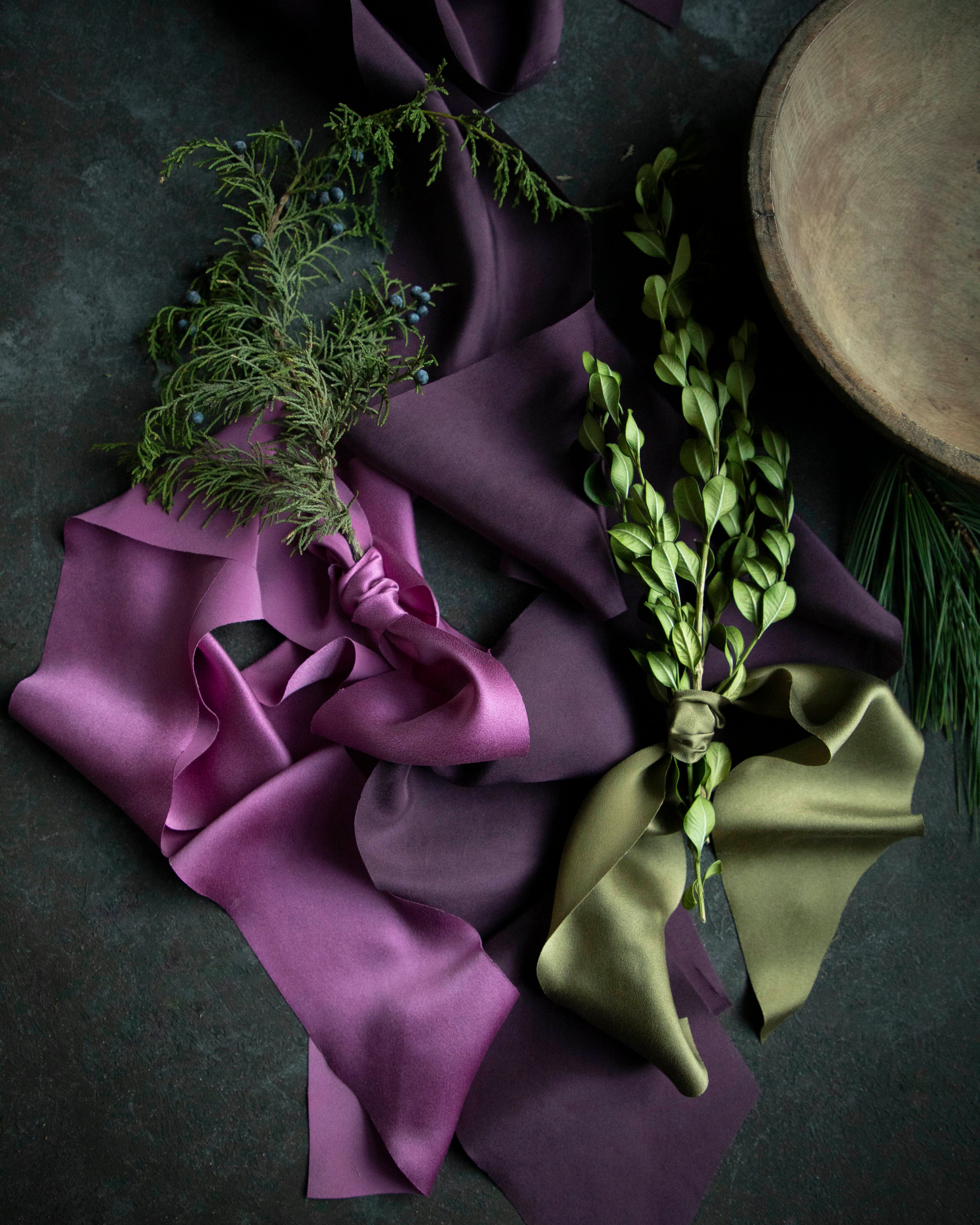silk & willow hand dyed silk ribbons