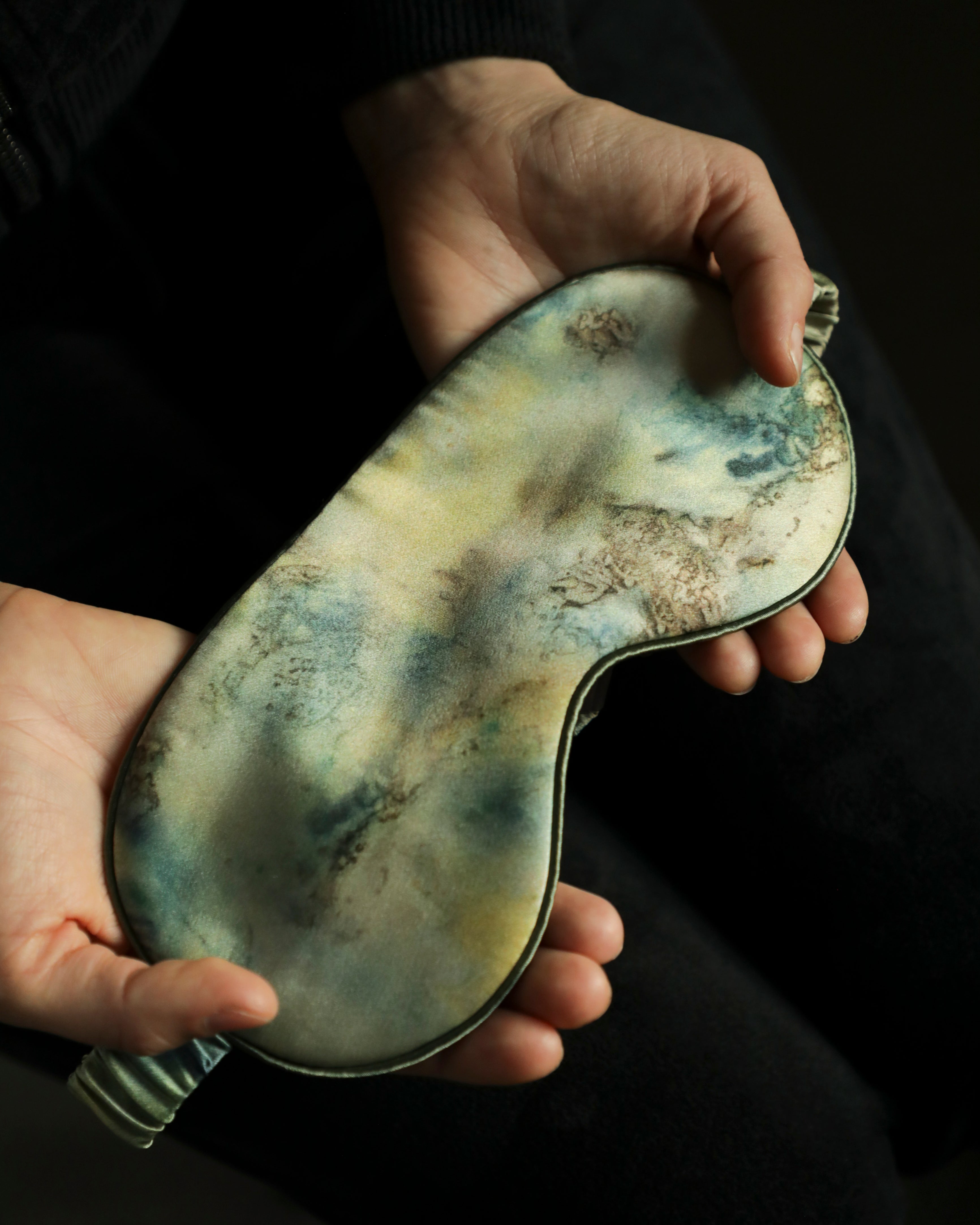 restorative sleep mask for eyes. eco-dyed silk sleep mask