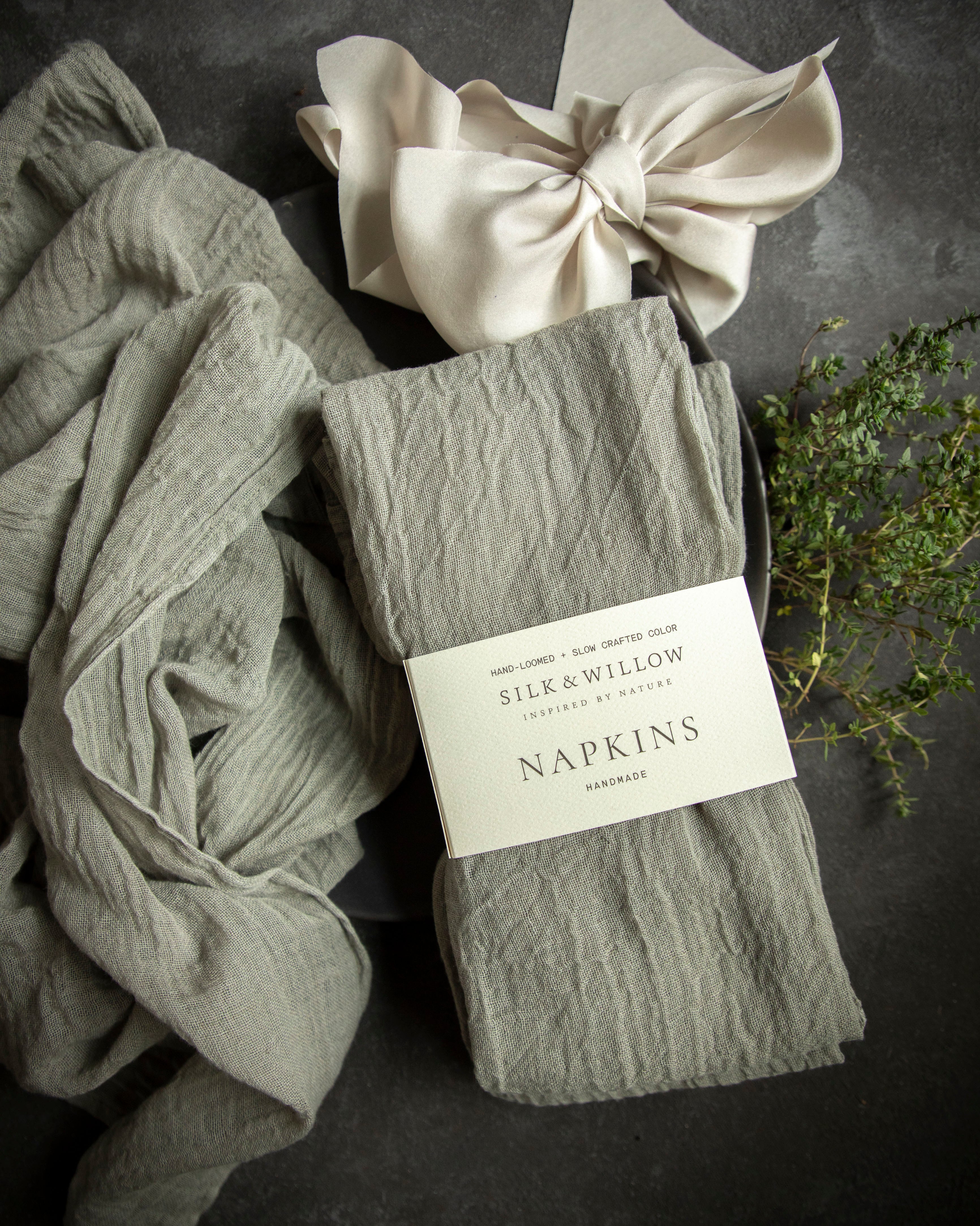 beautifully packaged eco-friendly handmade napkins for wedding gifts and hostess gifts.