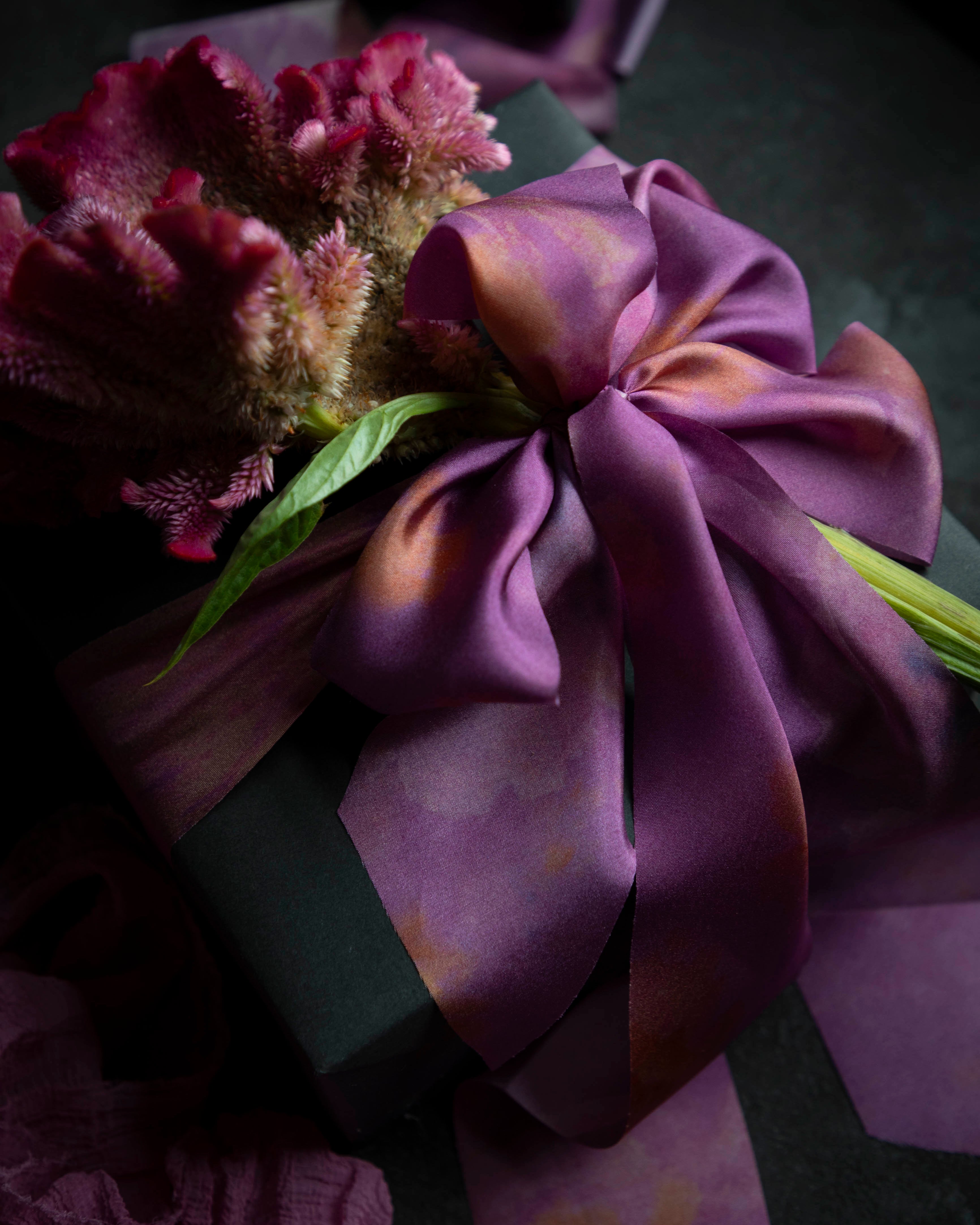 gift wrapping inspiration with silk ribbon bow