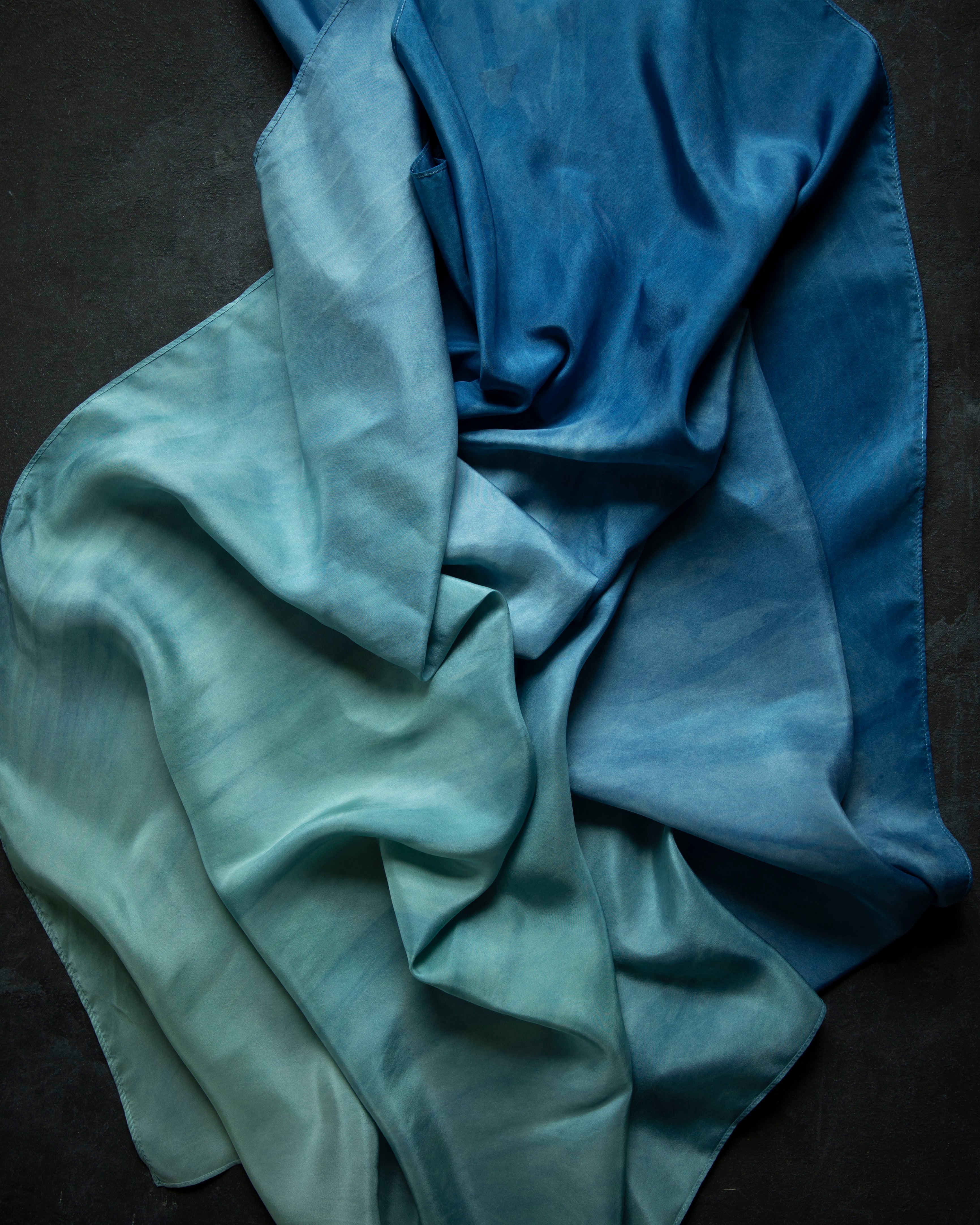 indigo dyed silk scarf