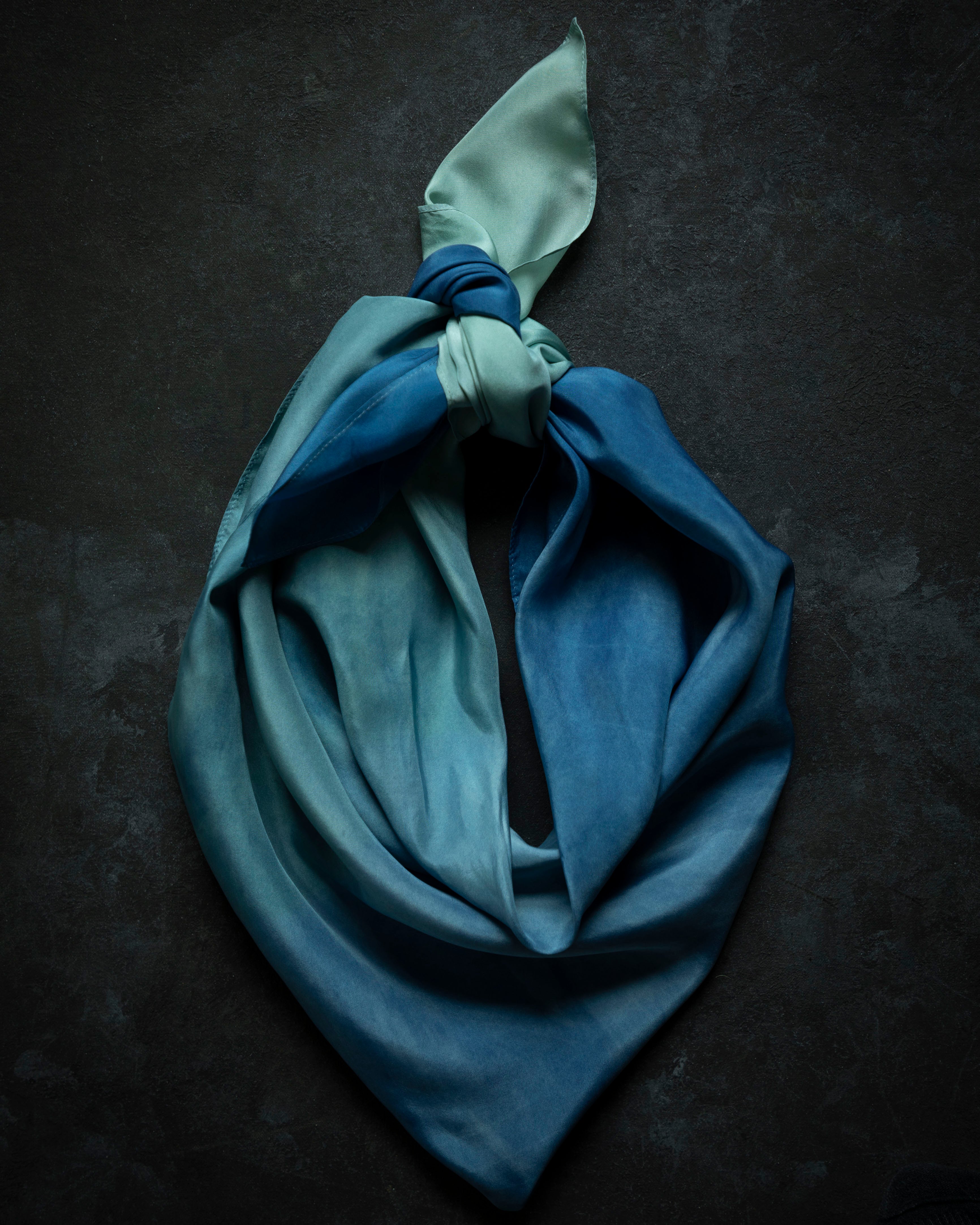 indigo dyed silk scarf