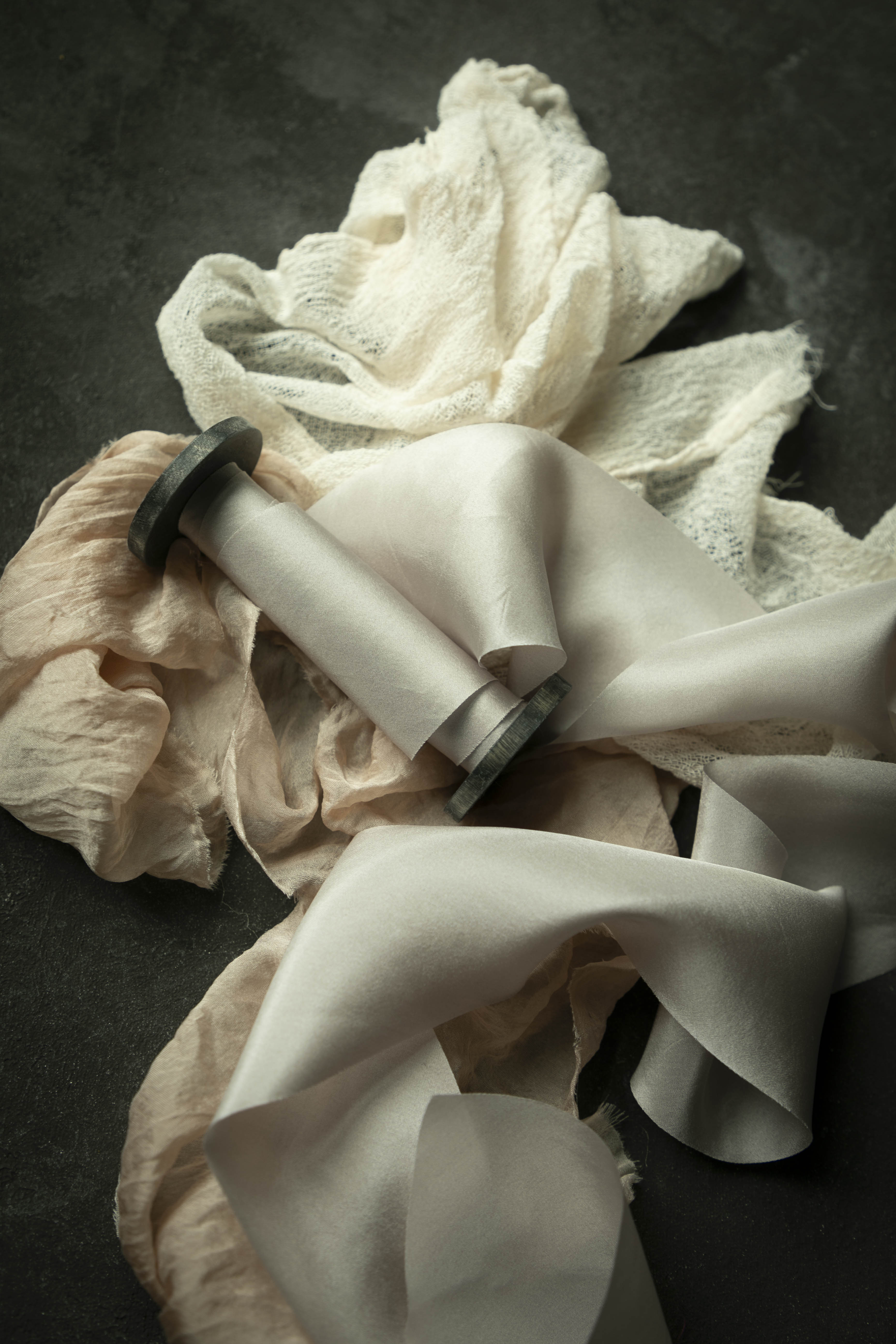 gray silk ribbons