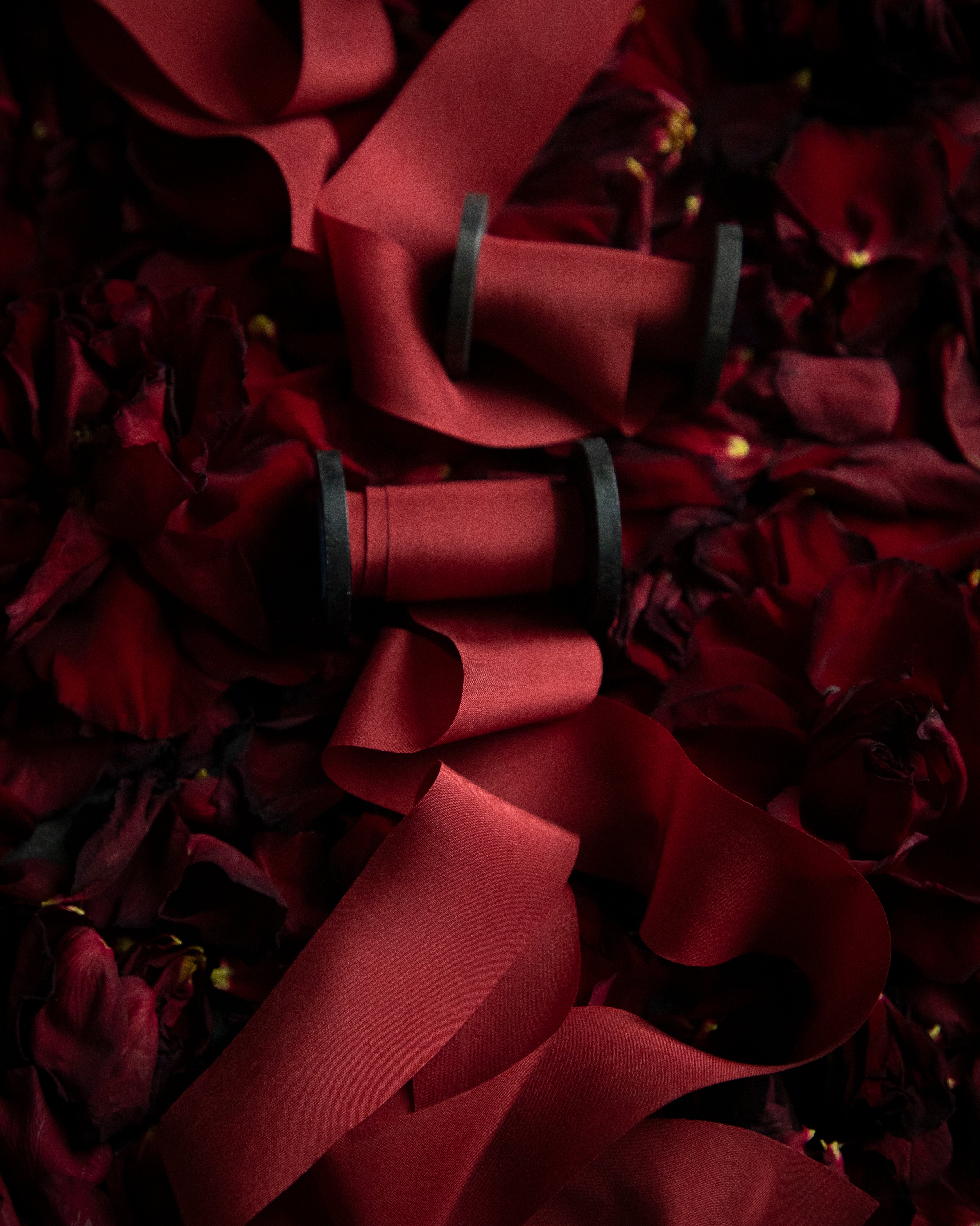 premium hand dyed custom red christmas ribbons