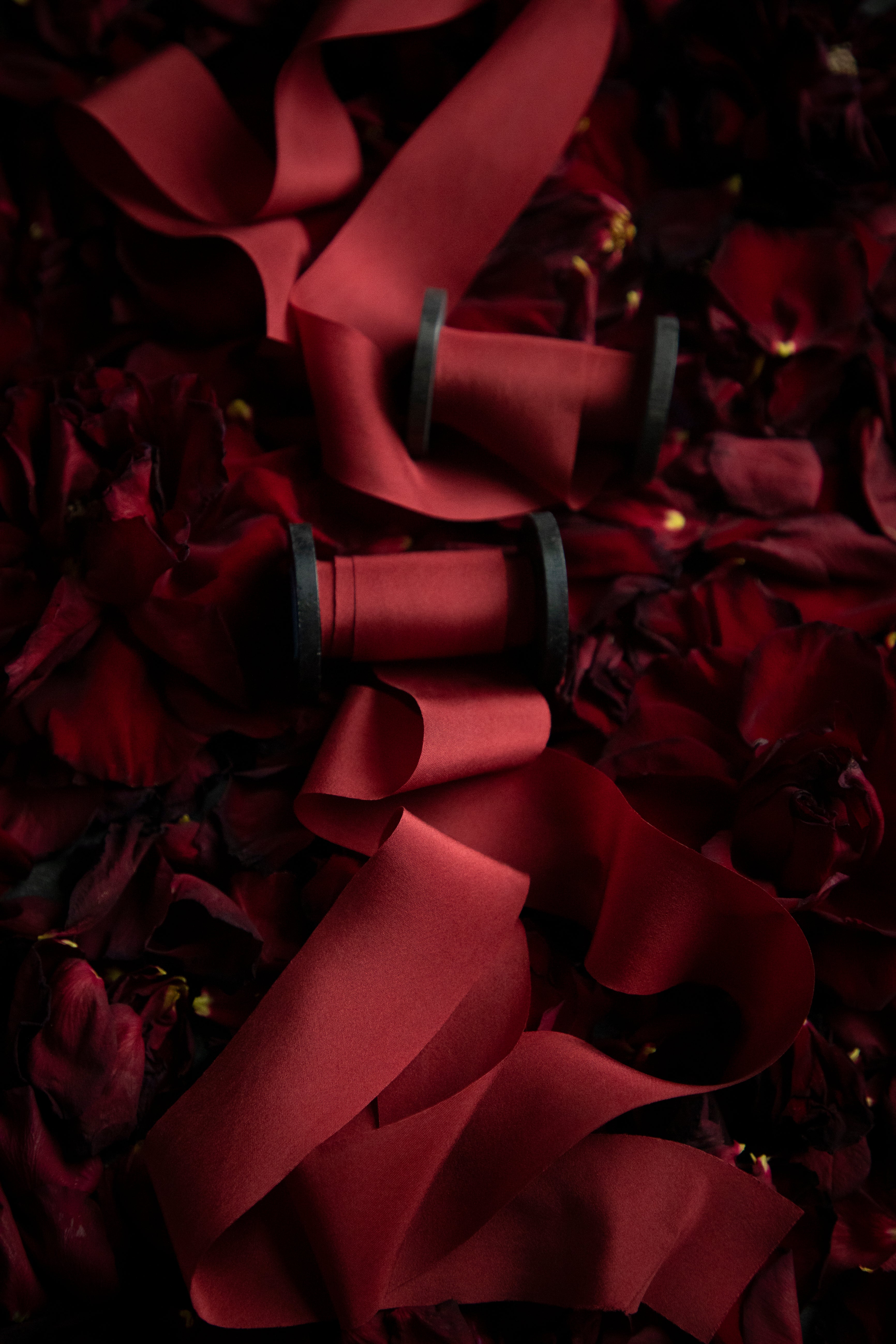 premium hand dyed custom red christmas ribbons