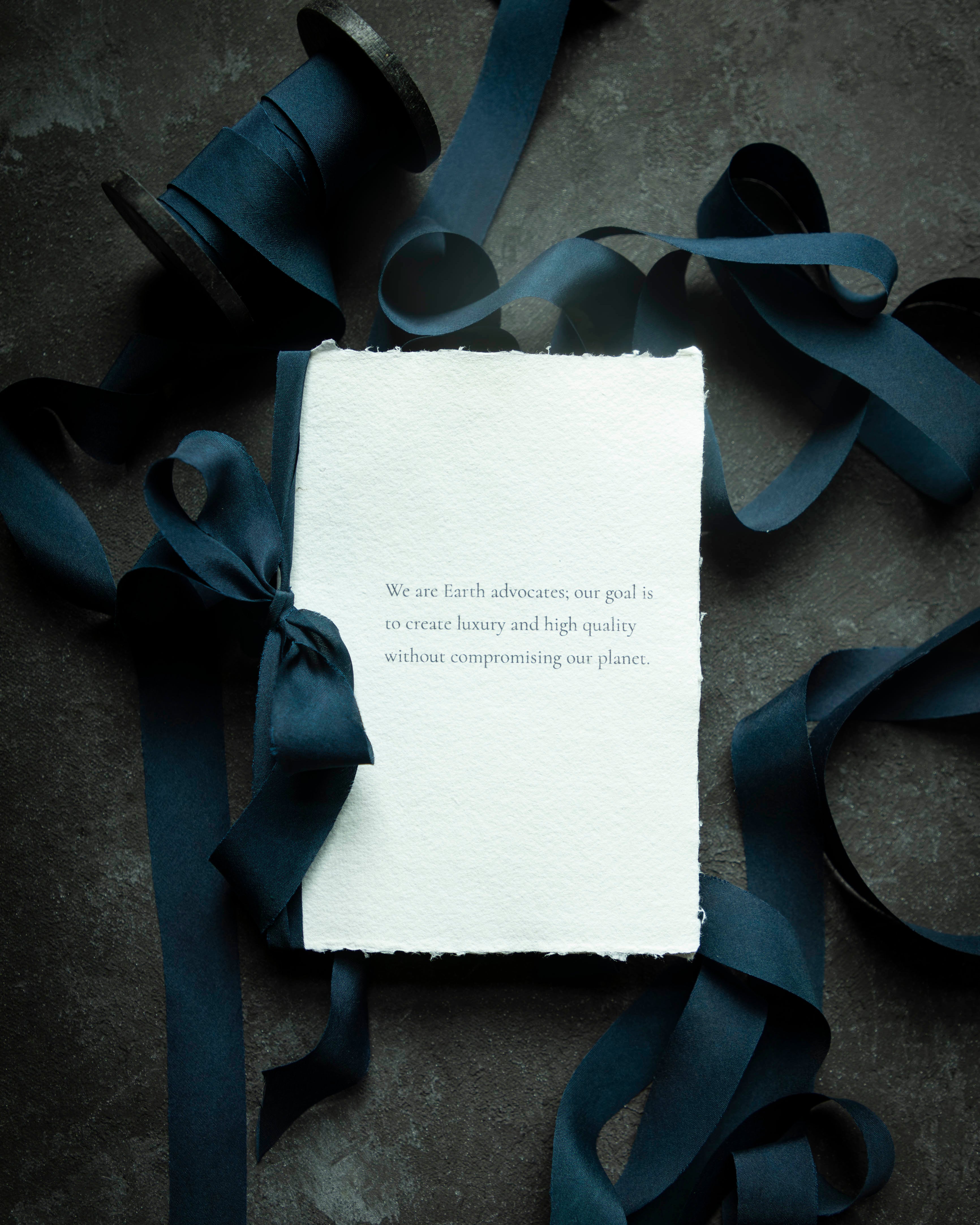 silk ribbon for custom wedding invitations on handmade paper