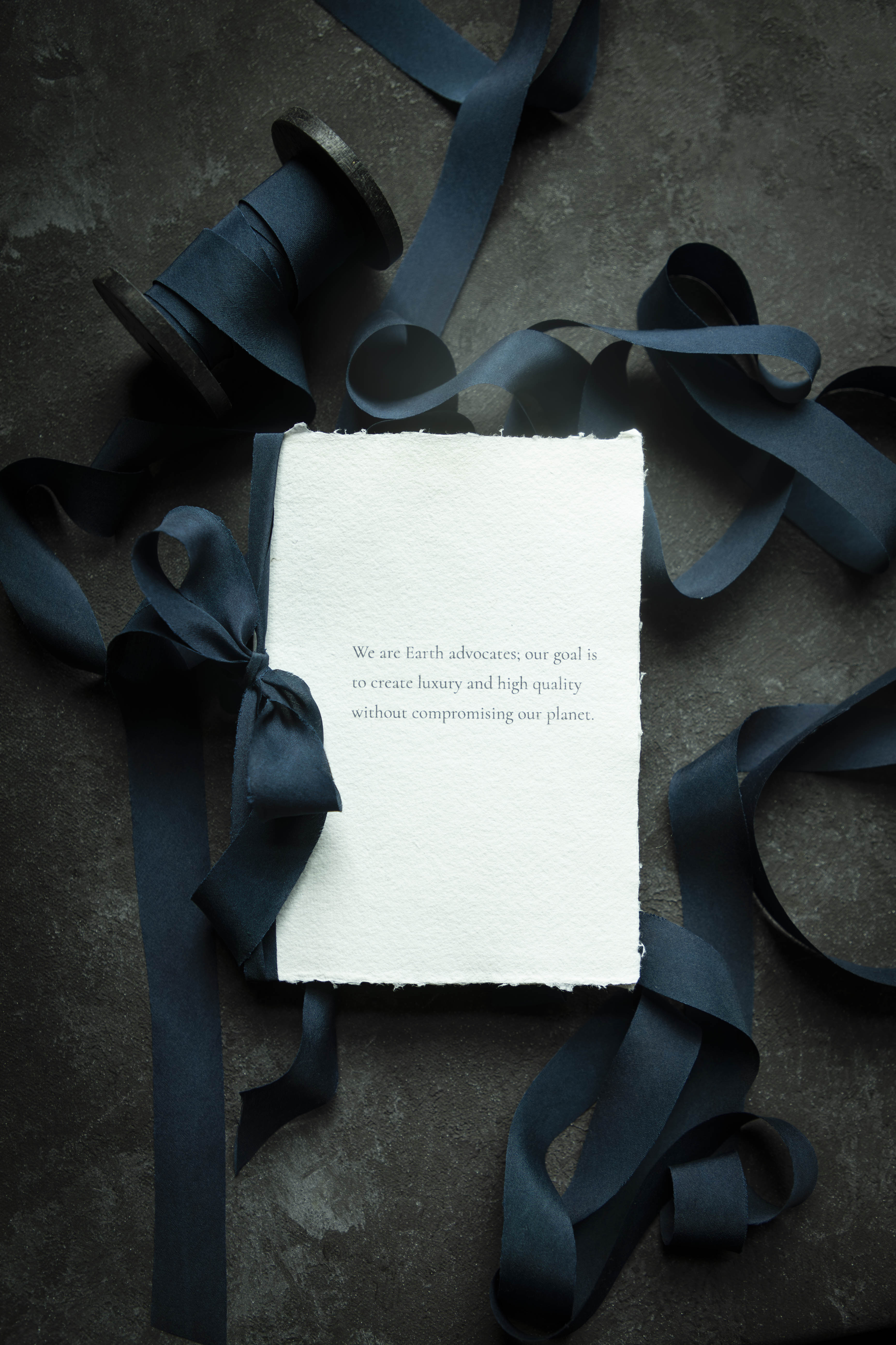 silk ribbon for custom wedding invitations on handmade paper
