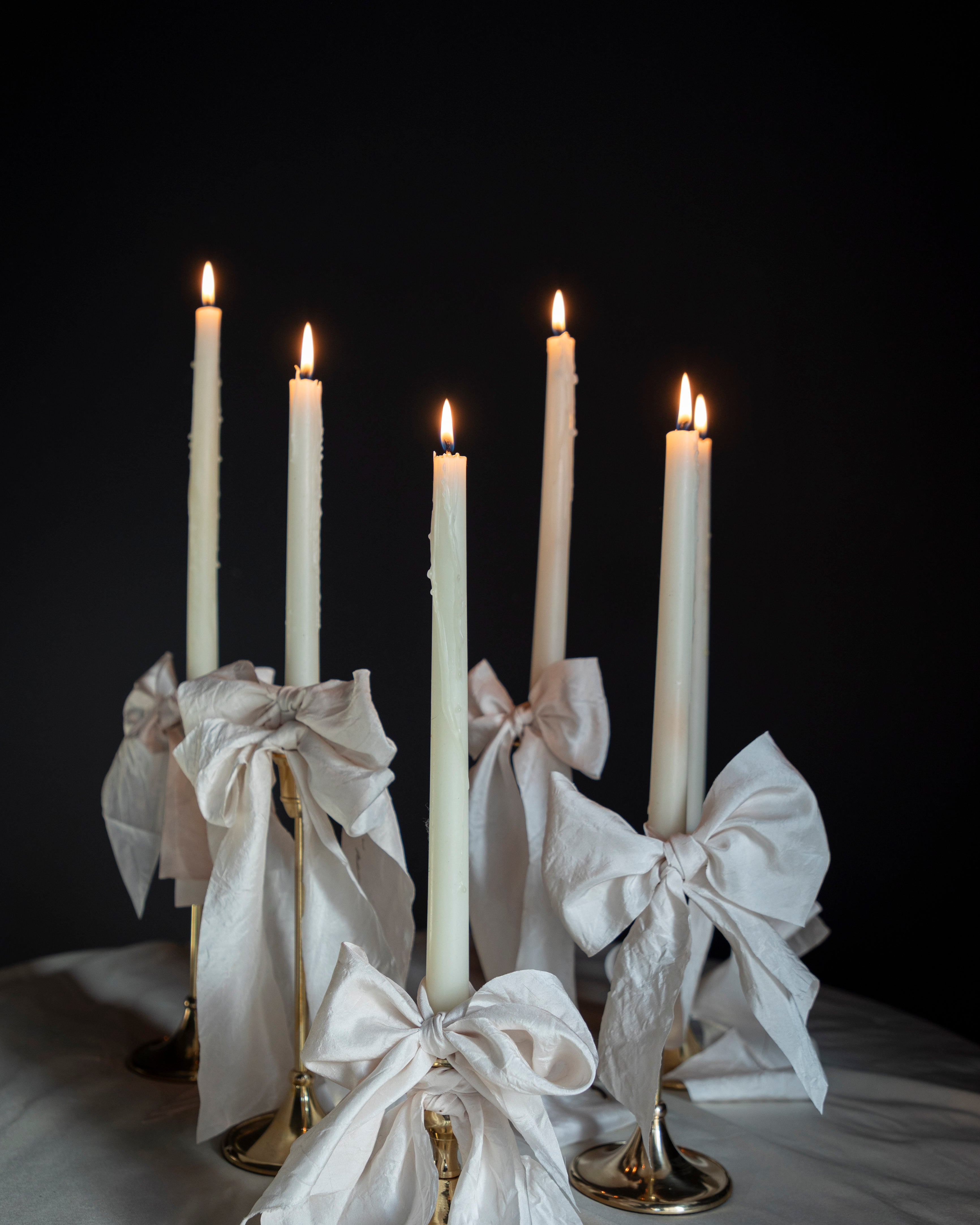wedding decor ribbon bows on candles