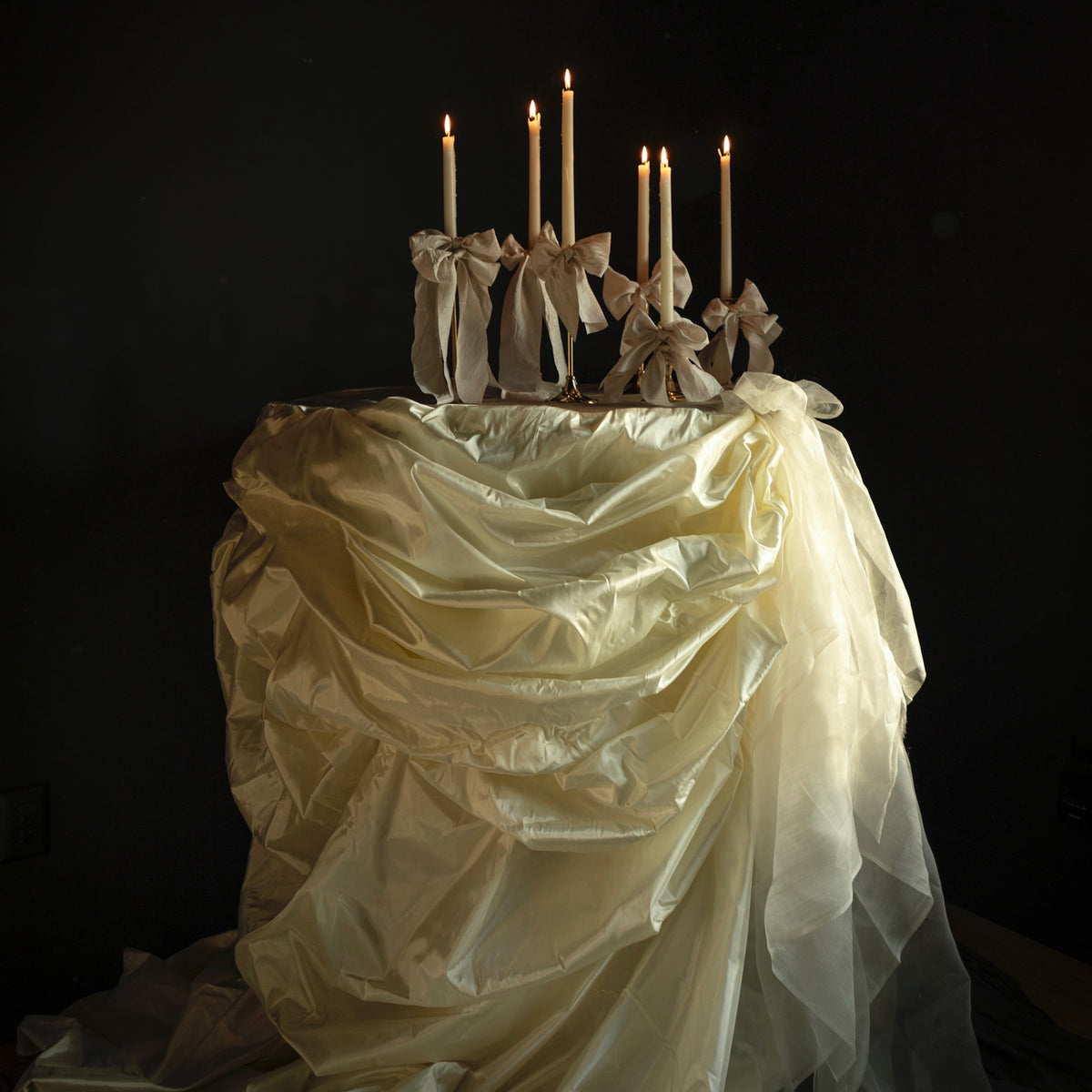 Pearled Ivory Taffeta Silk Fabric