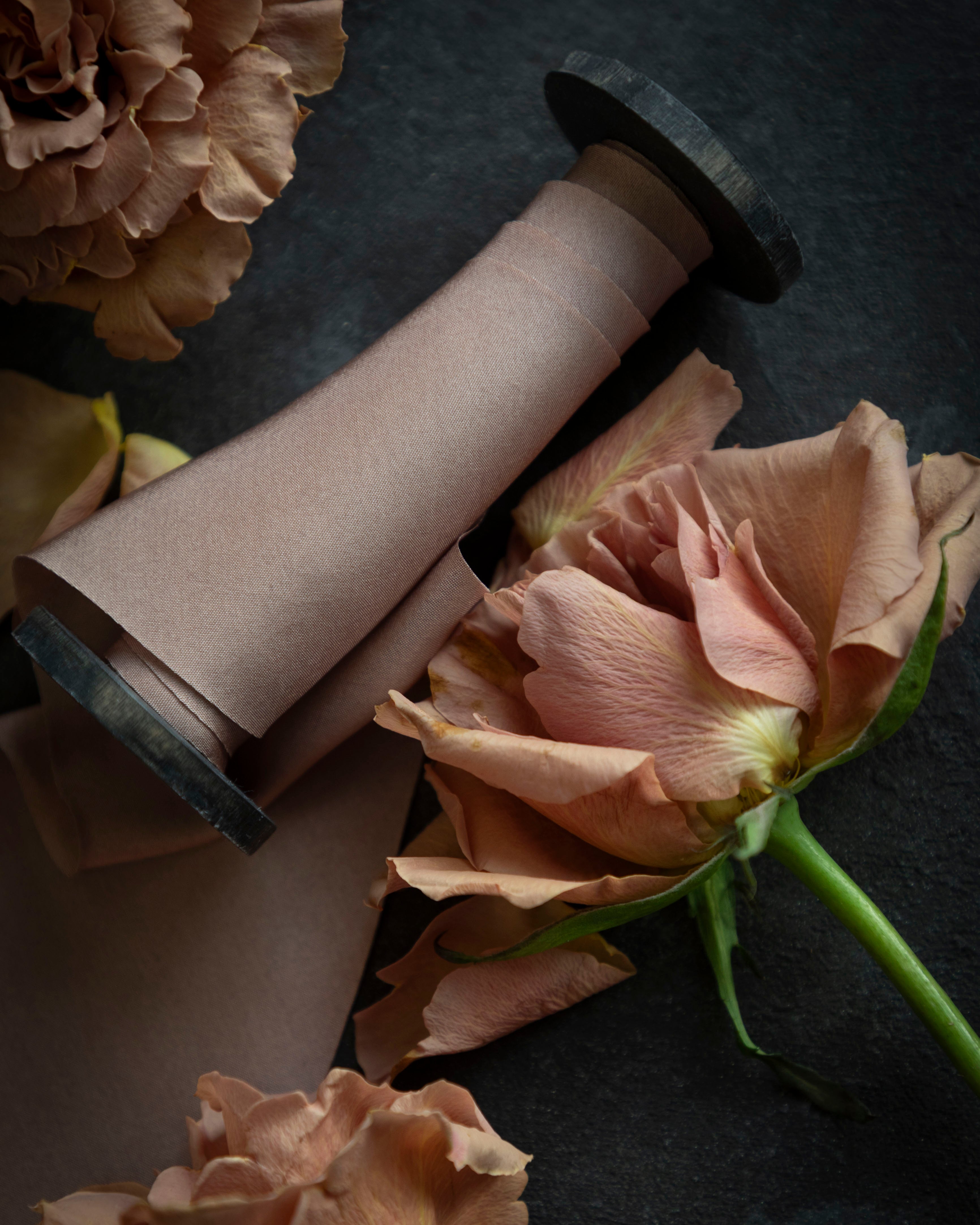 rose silk ribbon with heirloom roses