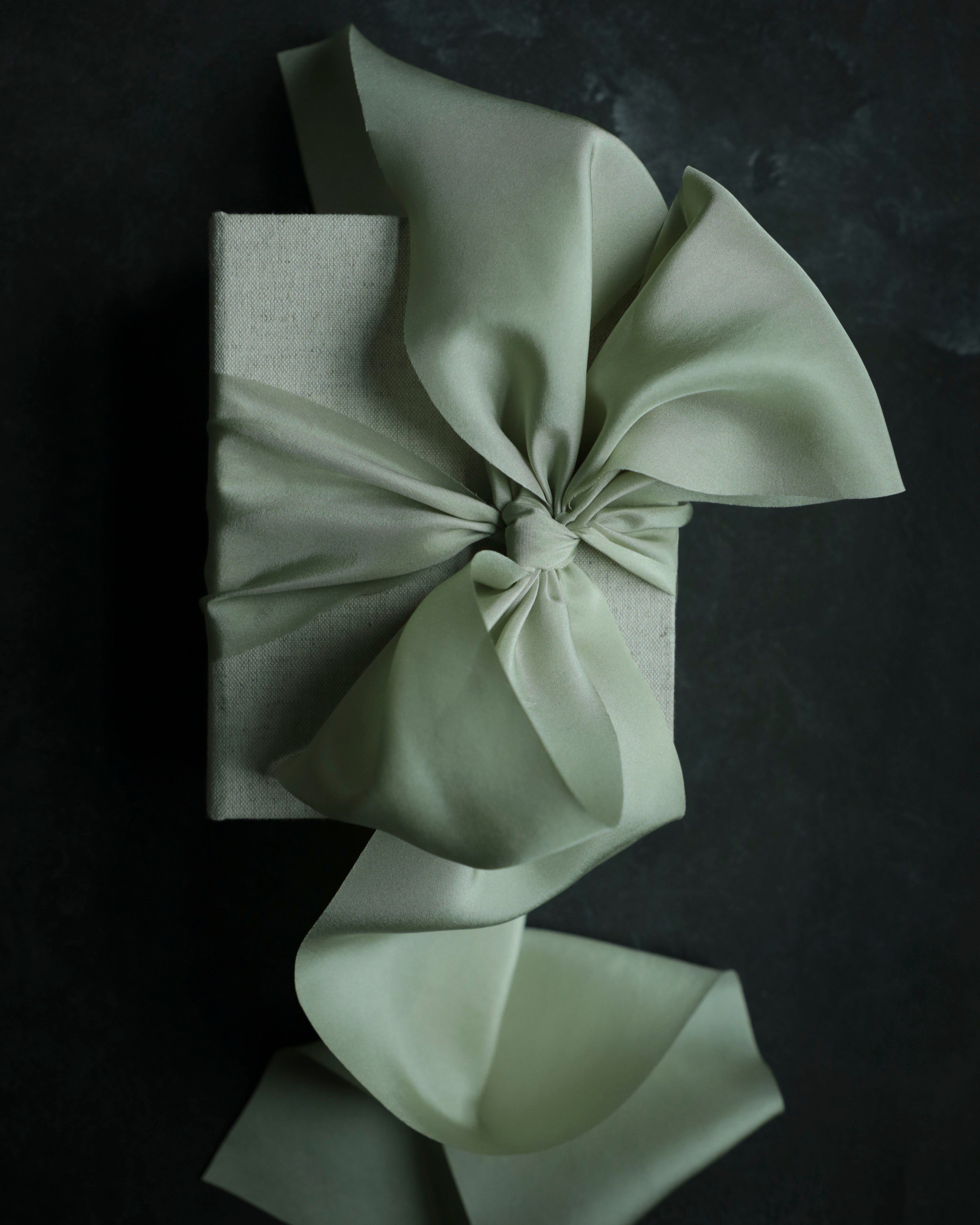 green silk ribbon. hand dyed silk ribbon for gift wrapping