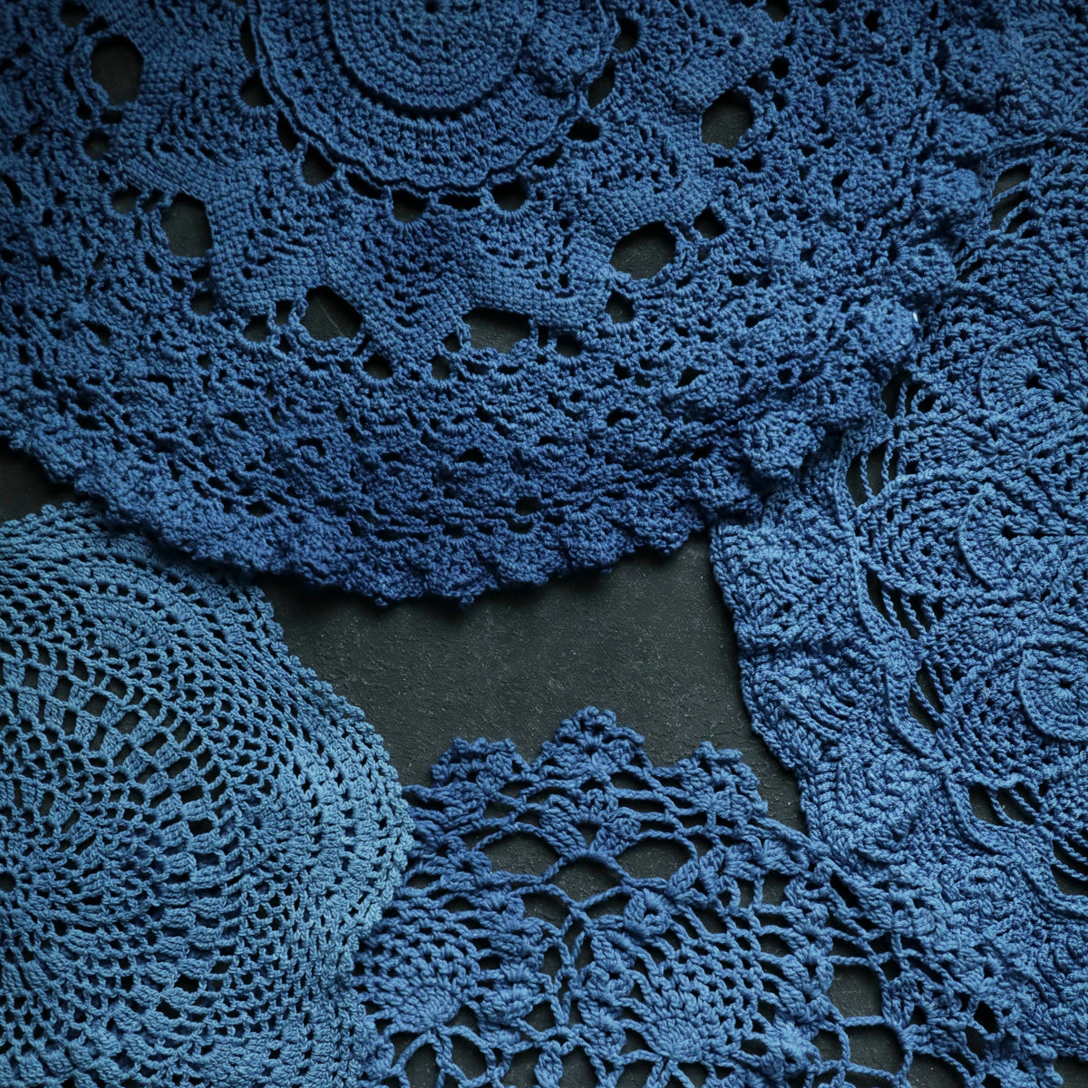 Indigo Crochet Doily Silk & Willow