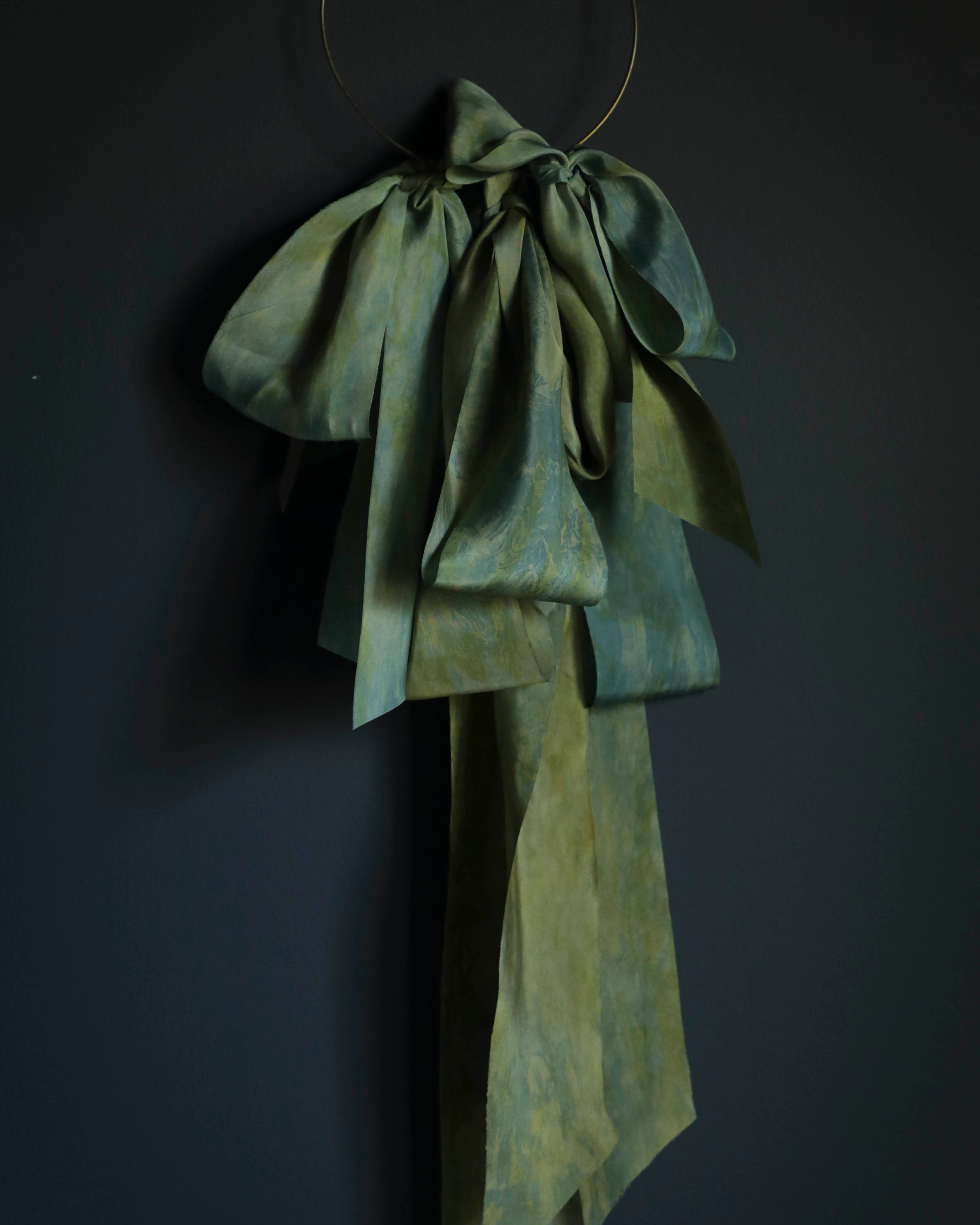 indigo dyed silk ribbon by textile artist shellie pomeroy