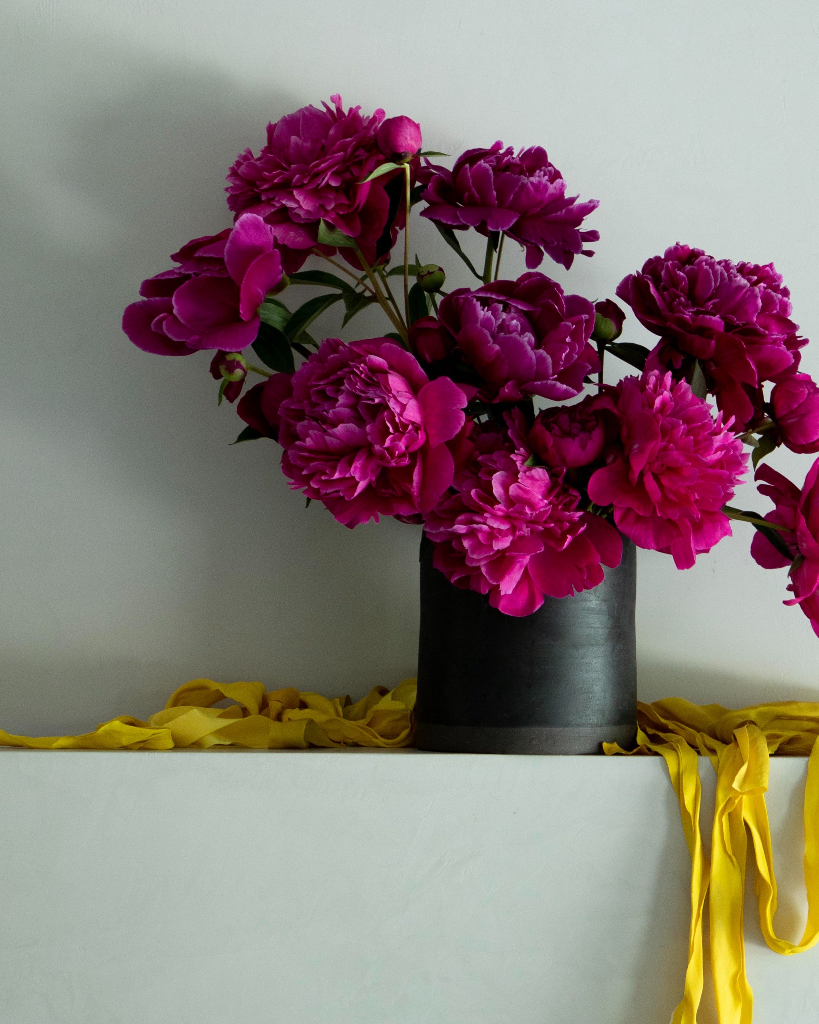 matte black handmade ceramic vase for large flowers