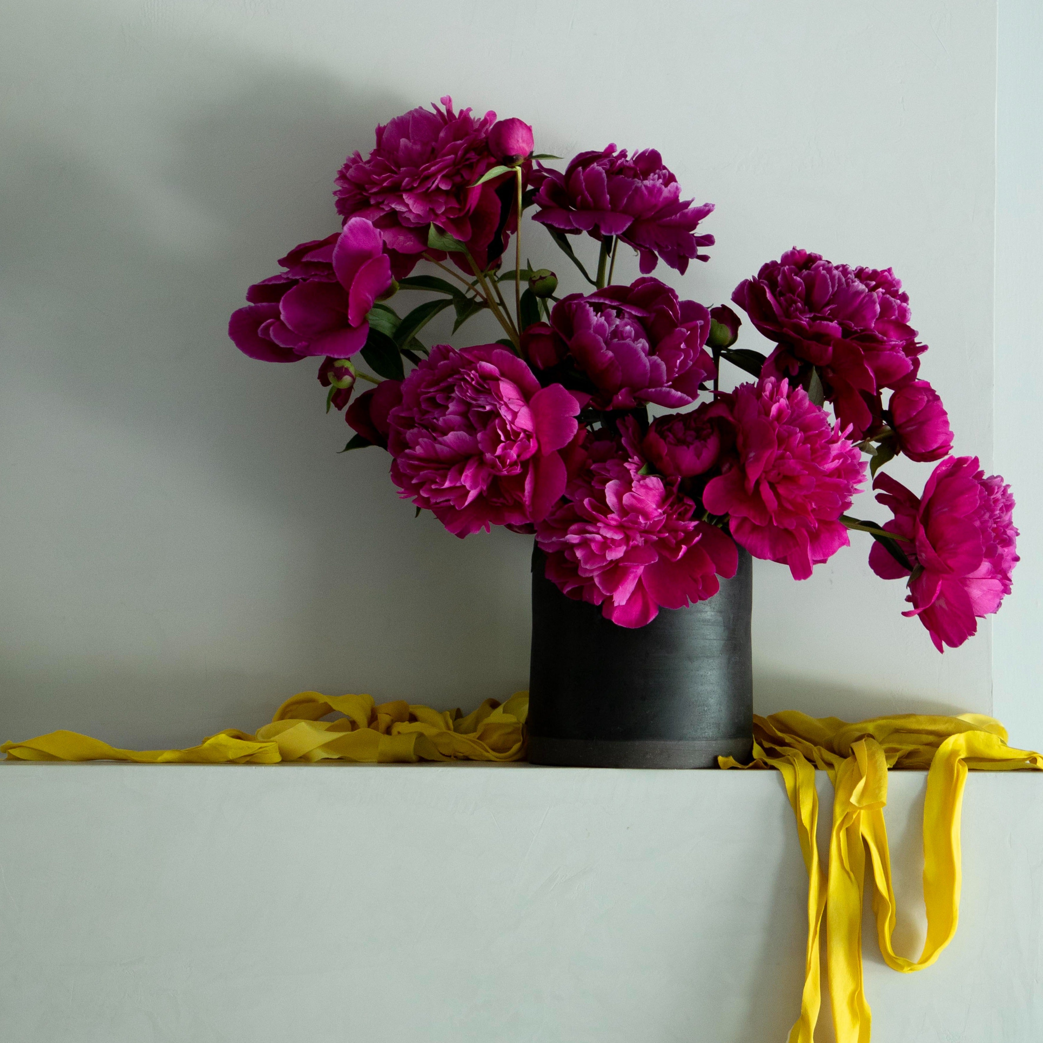 matte black handmade ceramic vase for large flowers