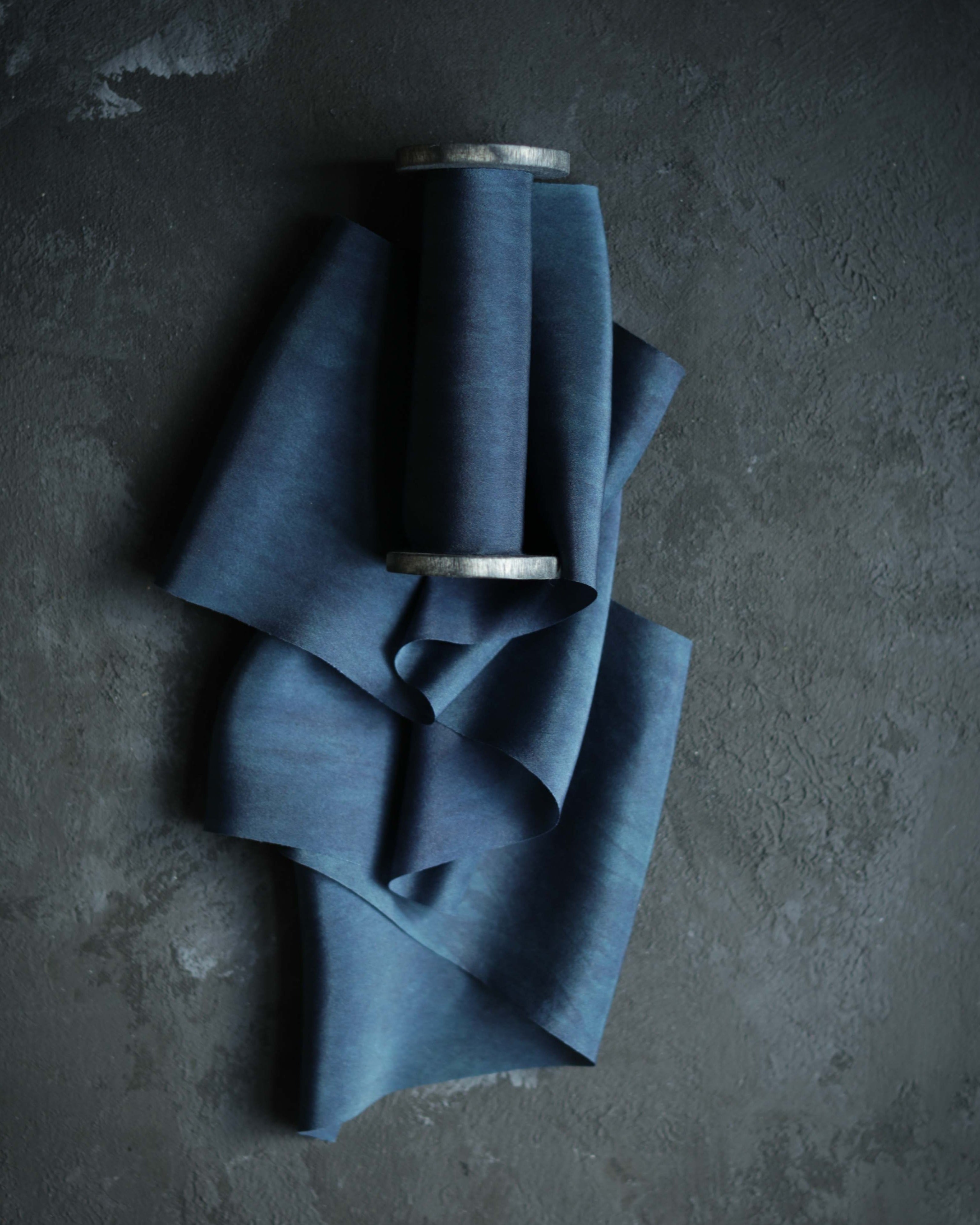 historical blue. Indigo dyed silk ribbon. sustainable blue
