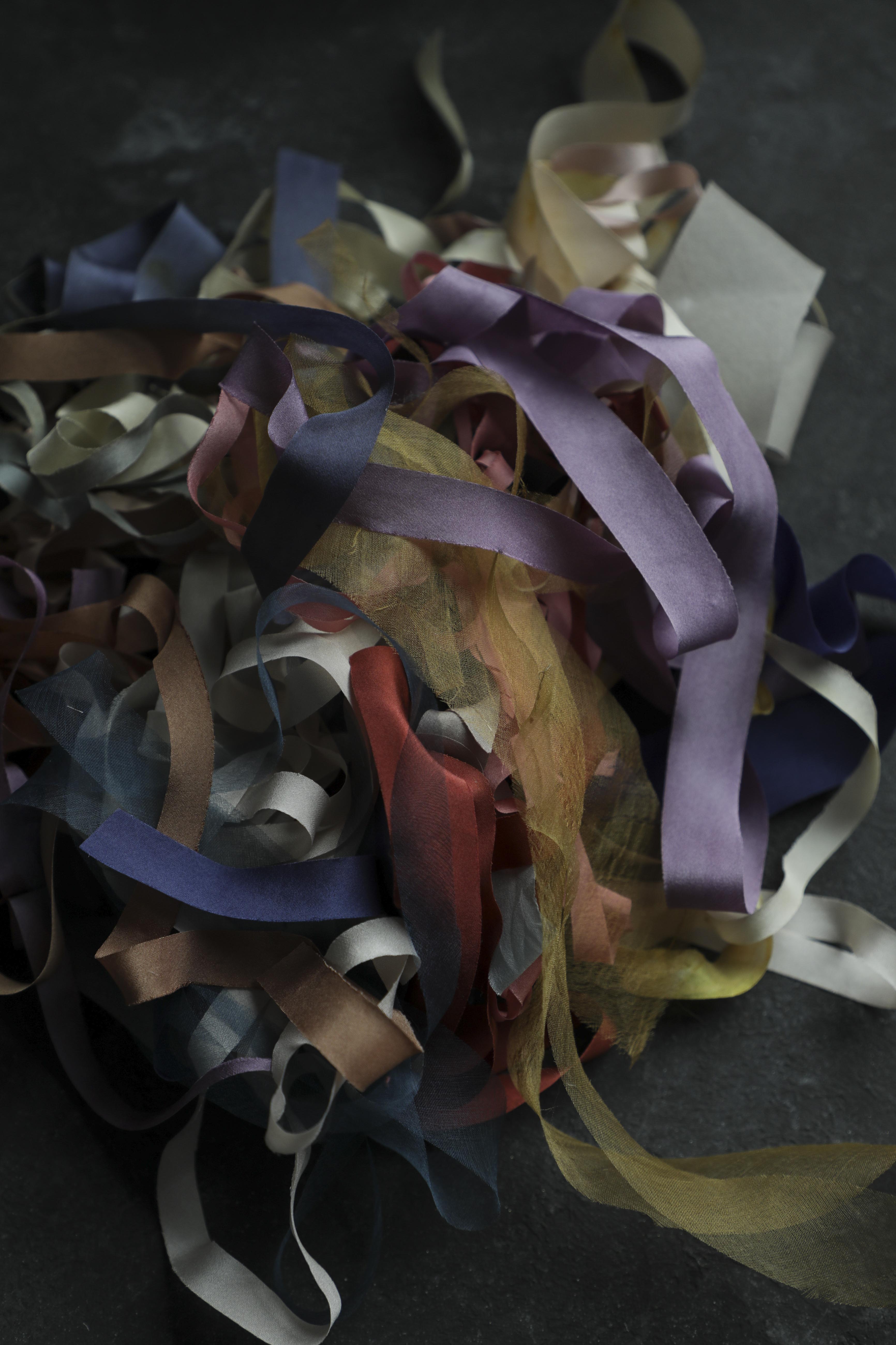 naturally dyed silk ribbons