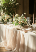 antique white sheer silk table linens