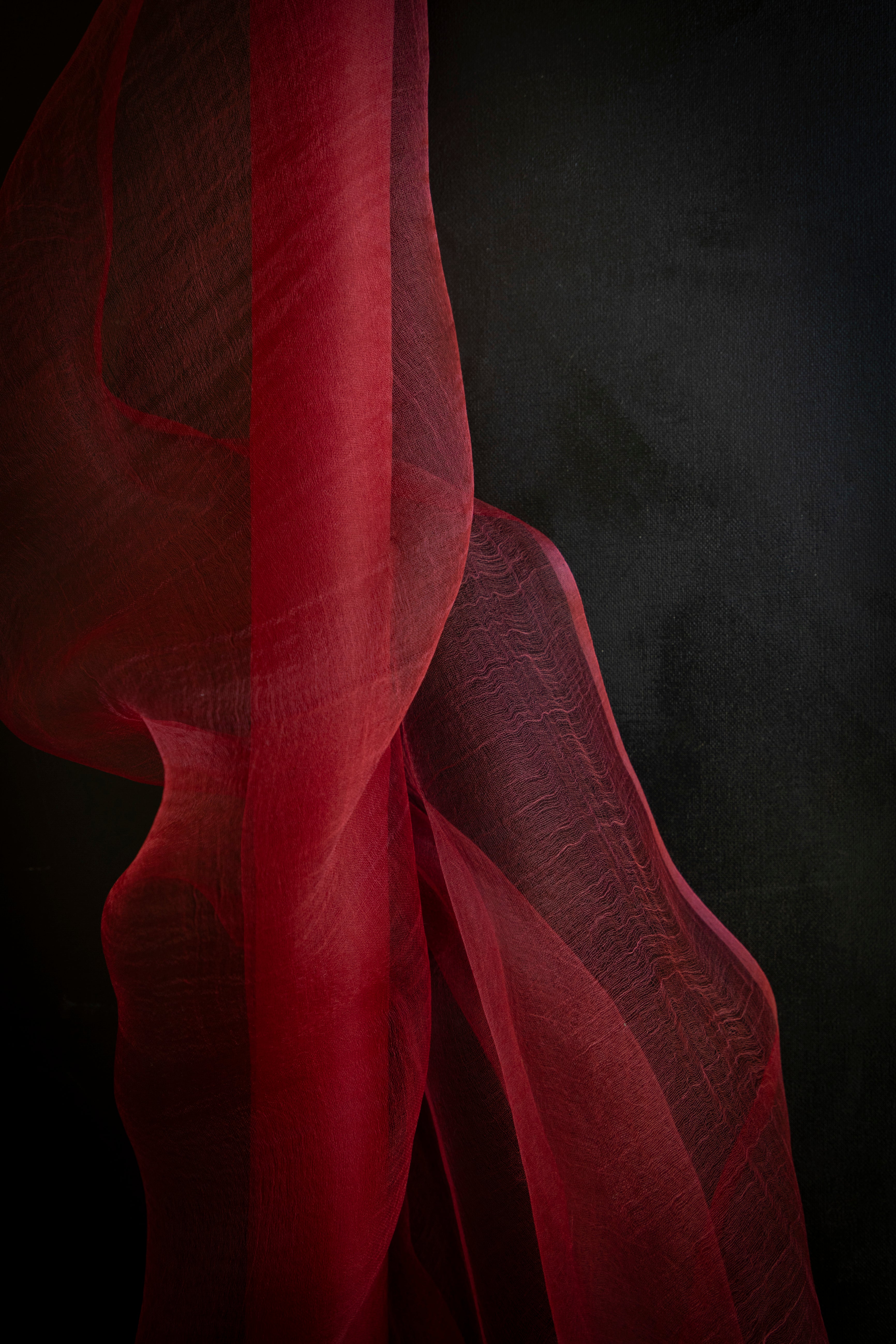 hand loomed organic silk fabric. red silk