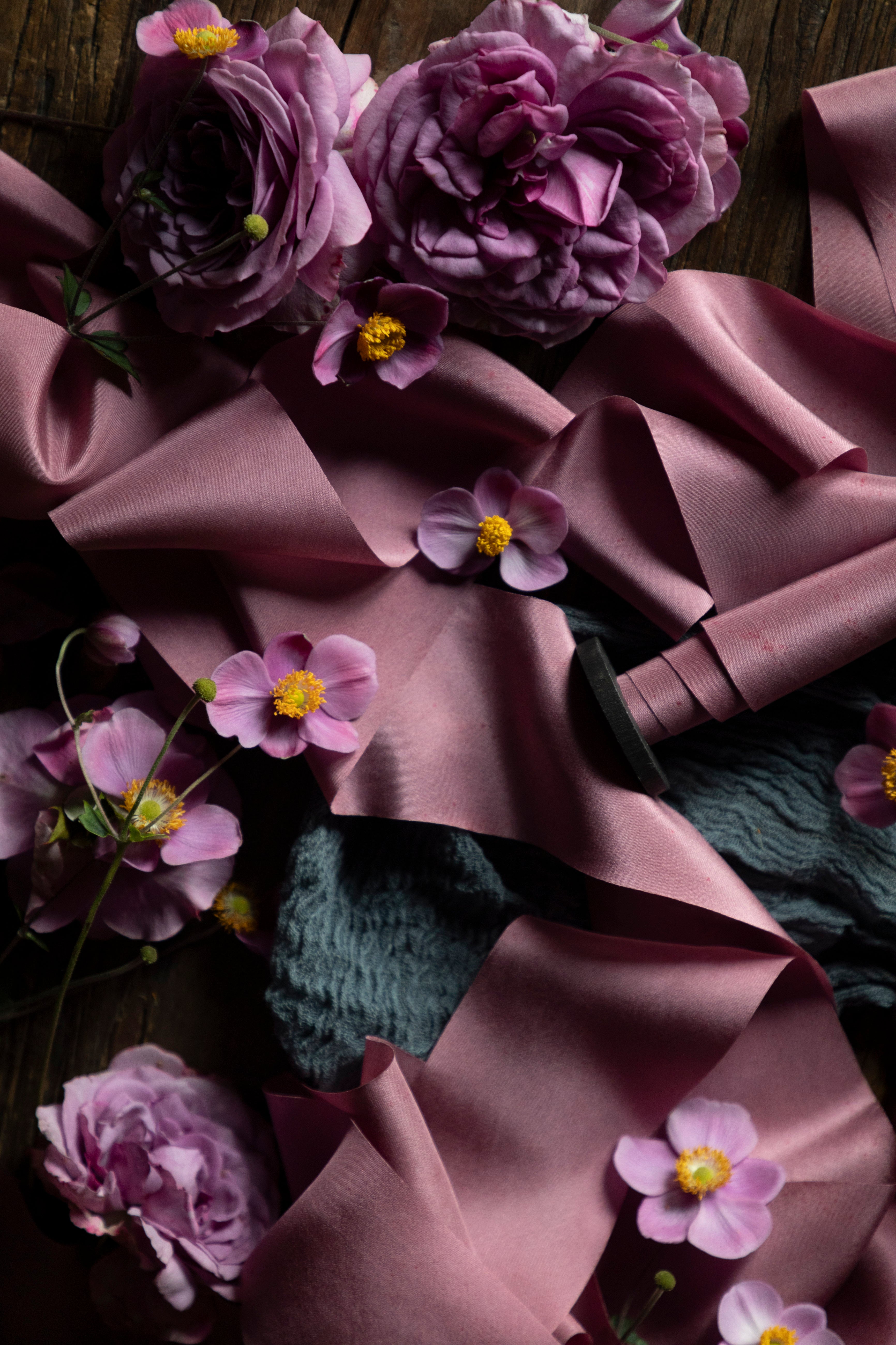 premium silk ribbon for wedding details and bridal bouquets. hand-dyed silk ribbon