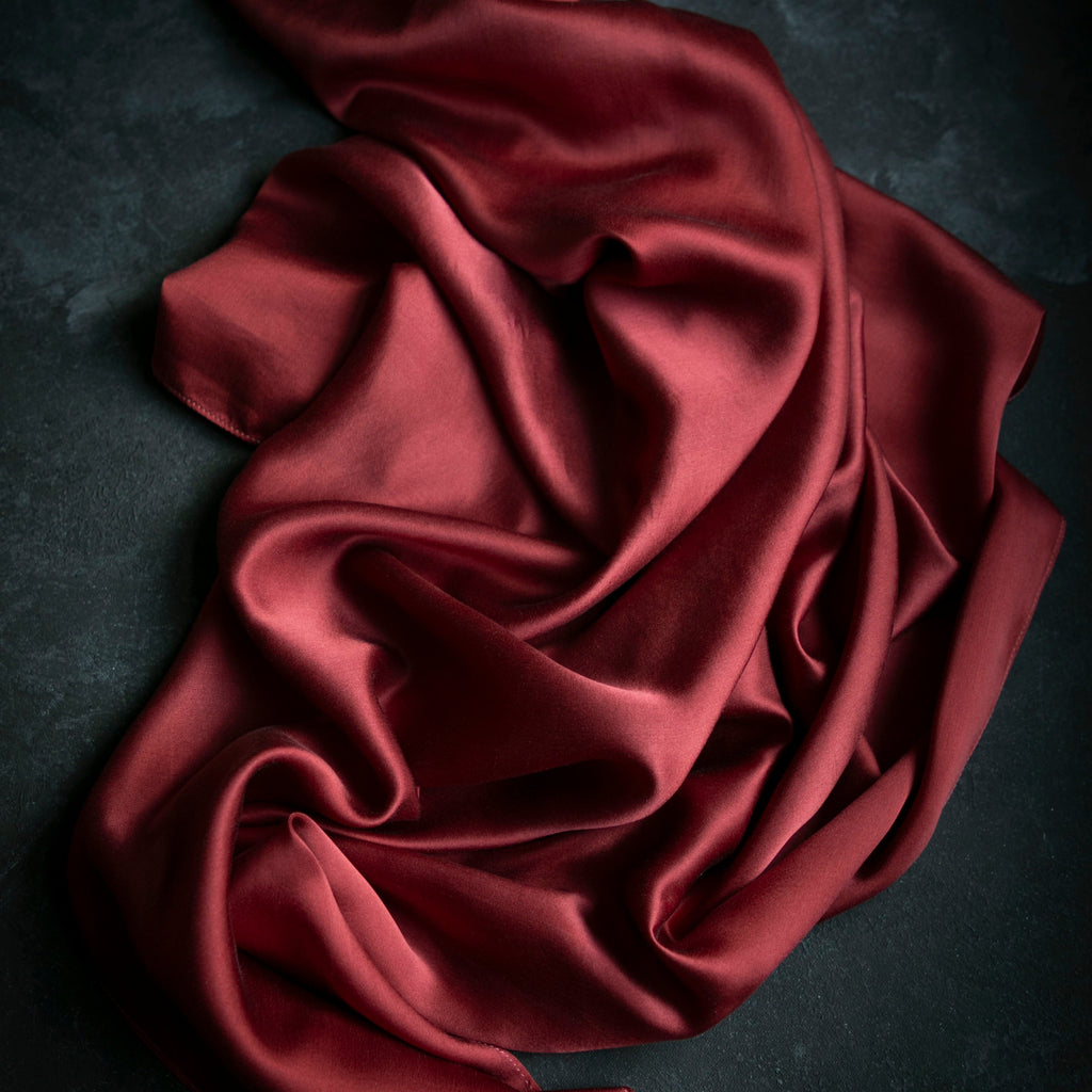 scarlet red silk scarf