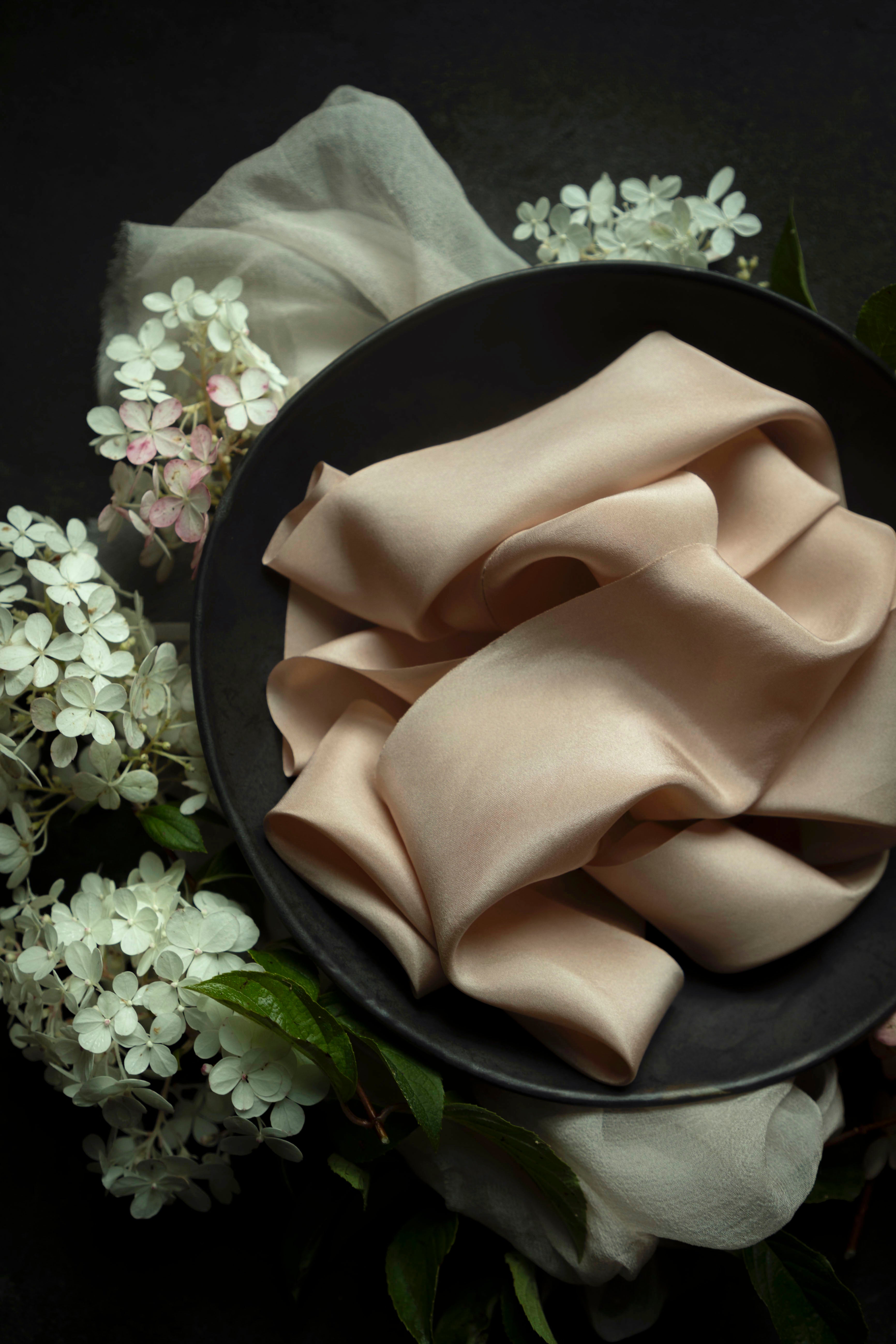 Pink Sand Silk Ribbon / Hand Dyed Silk ribbon on Wood Spool - Shop