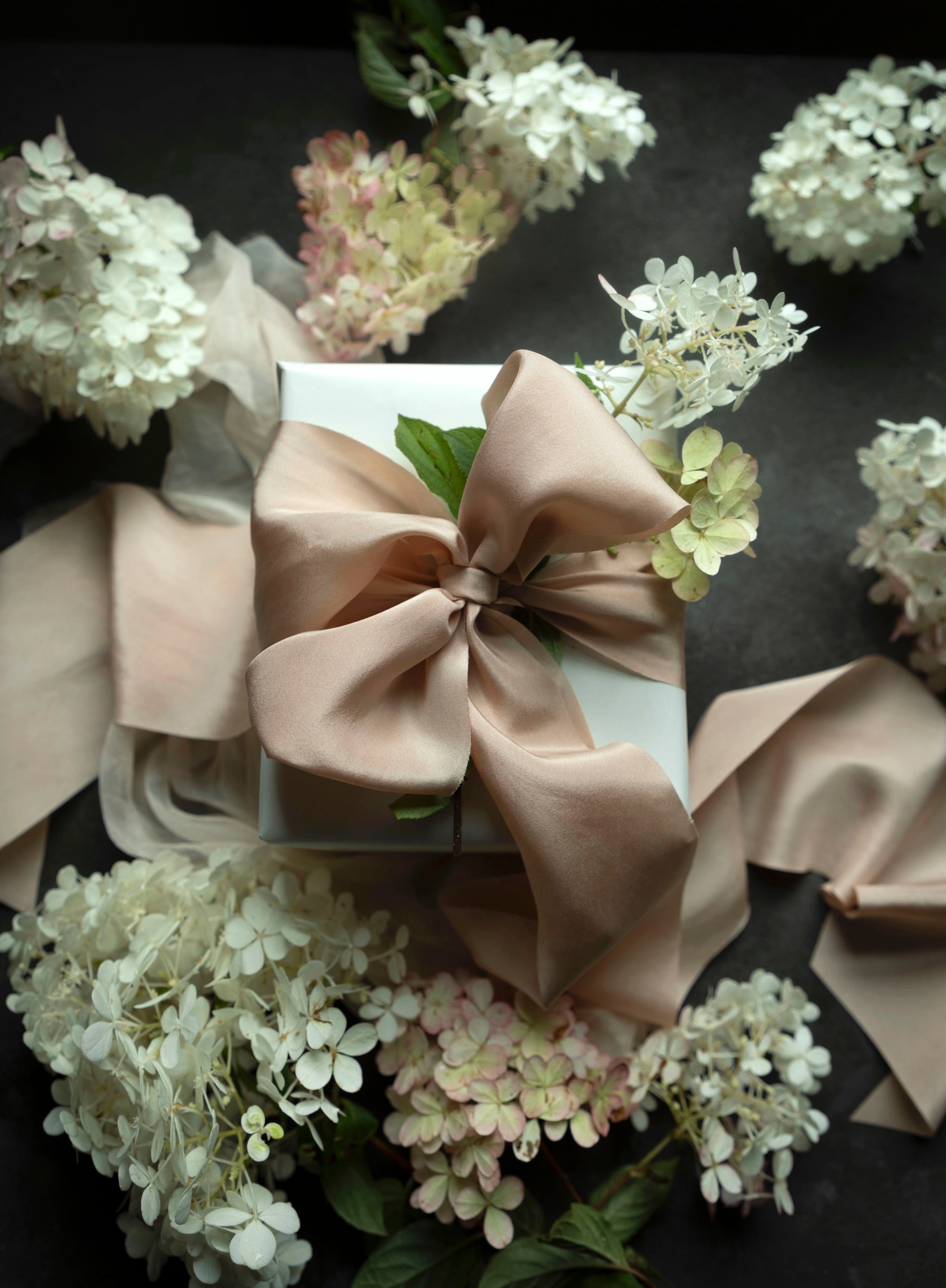 Pink Sand Silk Ribbon / Hand Dyed Silk ribbon on Wood Spool - Shop