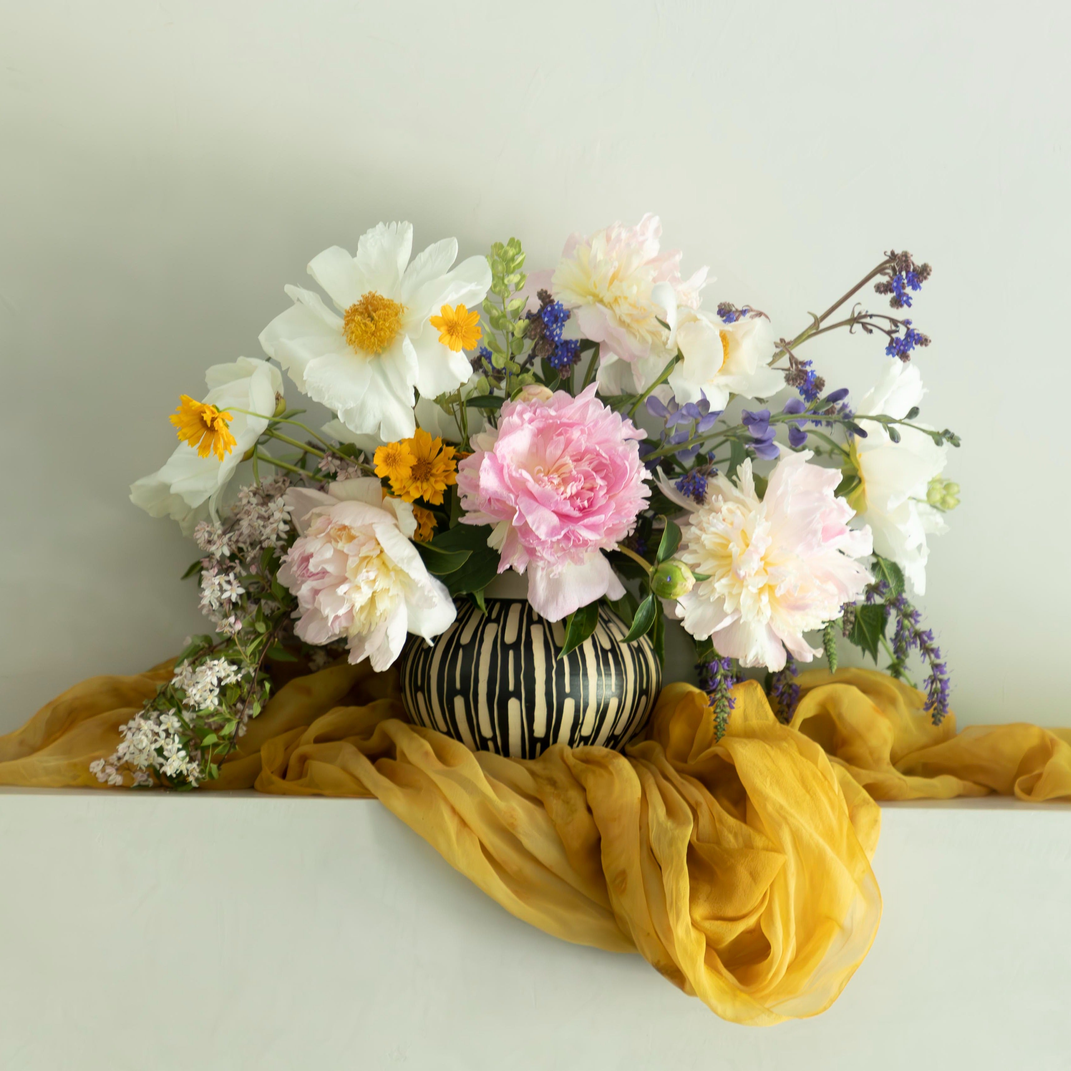 botanical print, eco printed sheer silk table runner