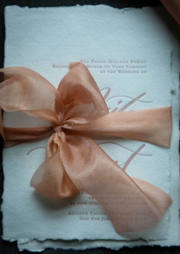 bespoke wedding invitations with silk ribbon