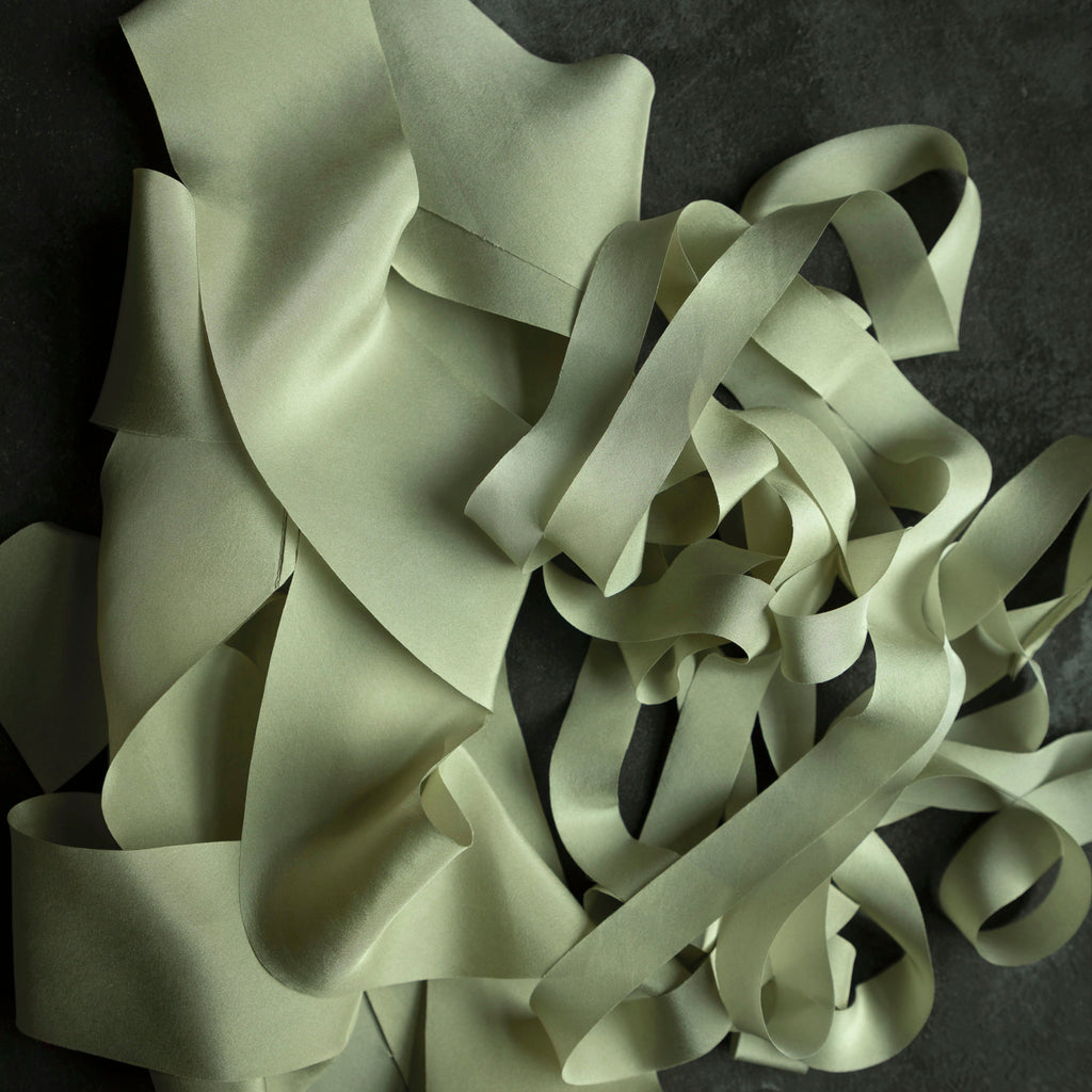 green silk ribbon for wedding flowers 