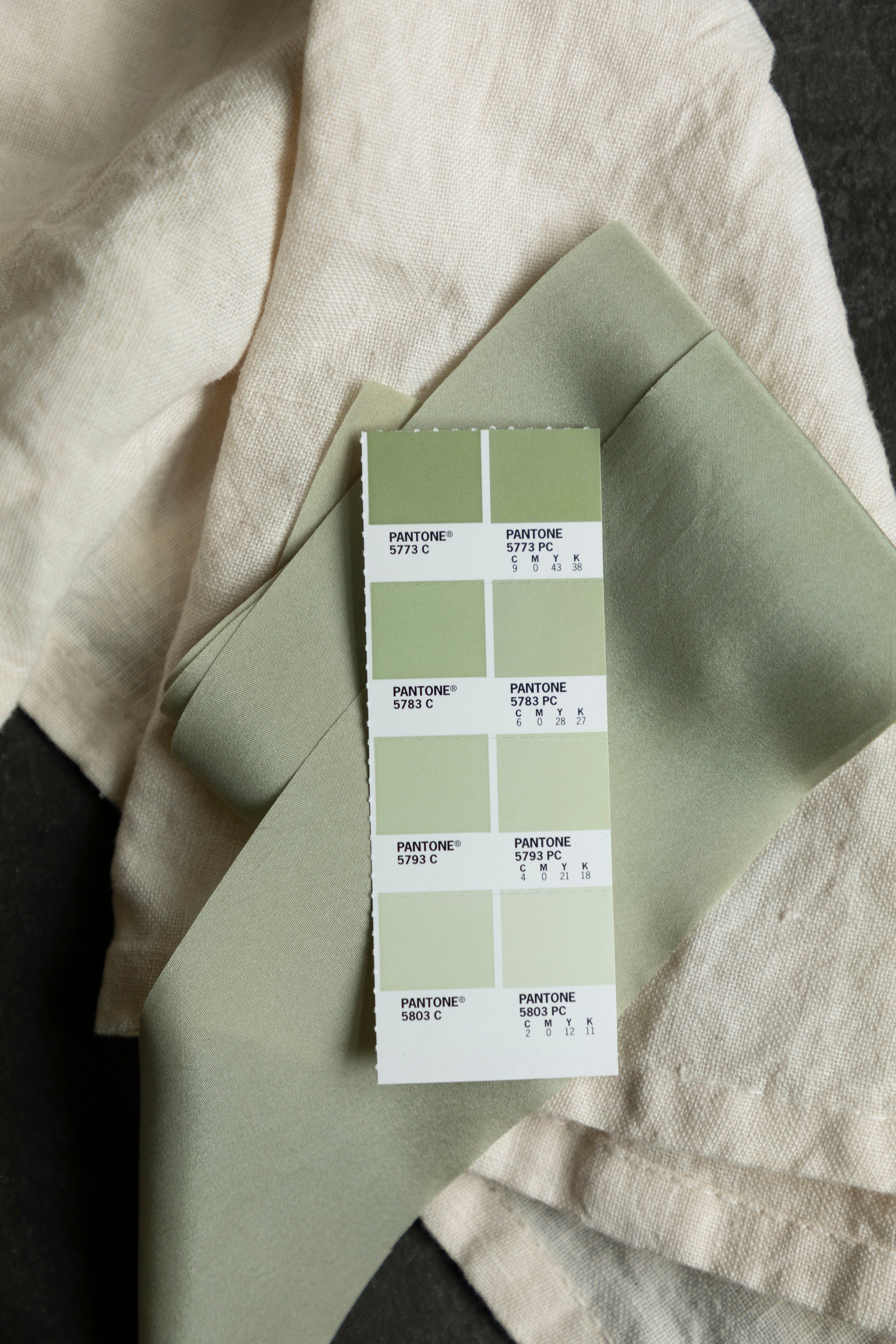green silk ribbon with Pantone 5793