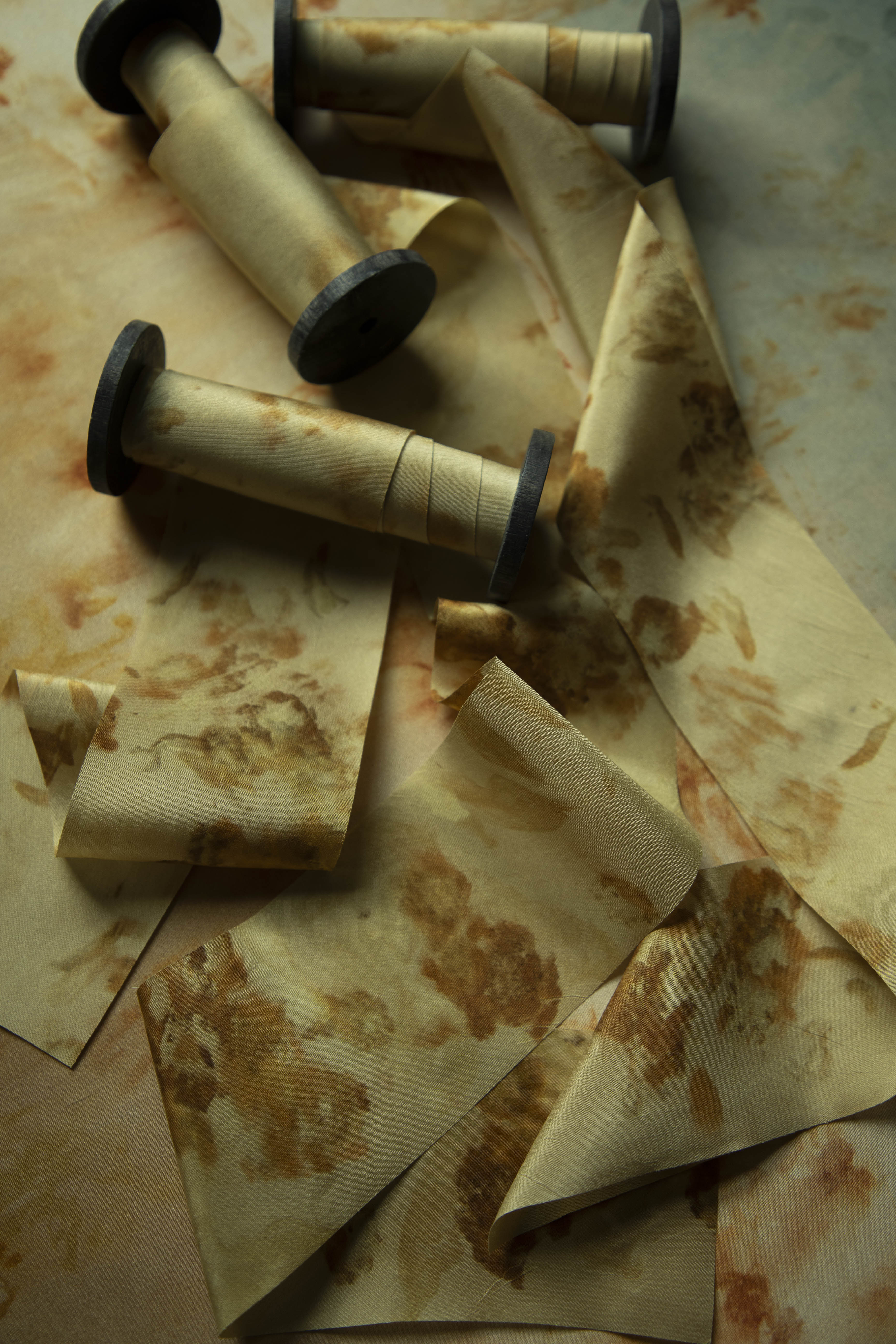 hand dyed silk ribbon in autumn hues