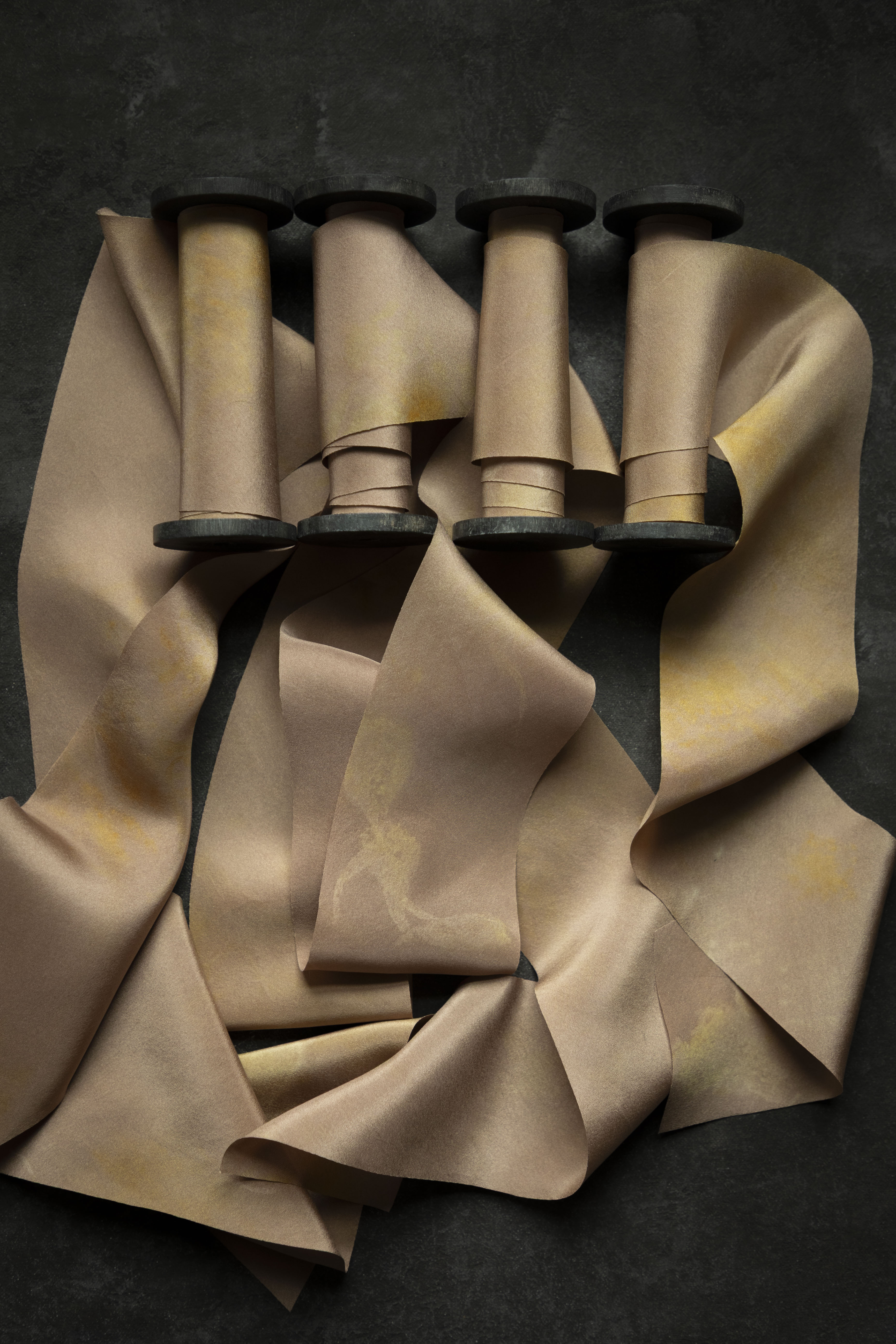 Hand dyed silk ribbon custom eco-print palette