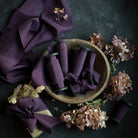 purple theme wedding color palette silk ribbon