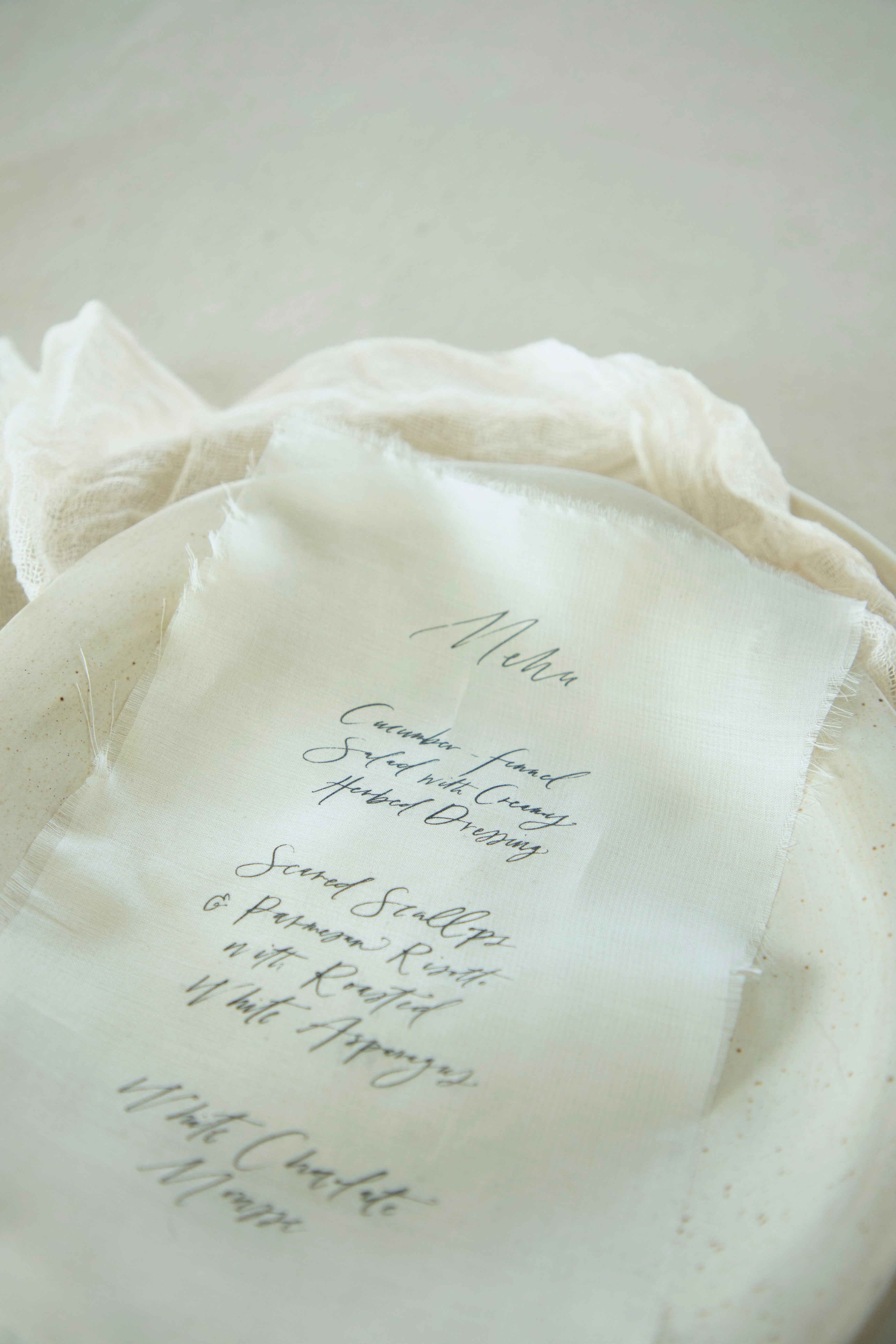 custom silk printed menu