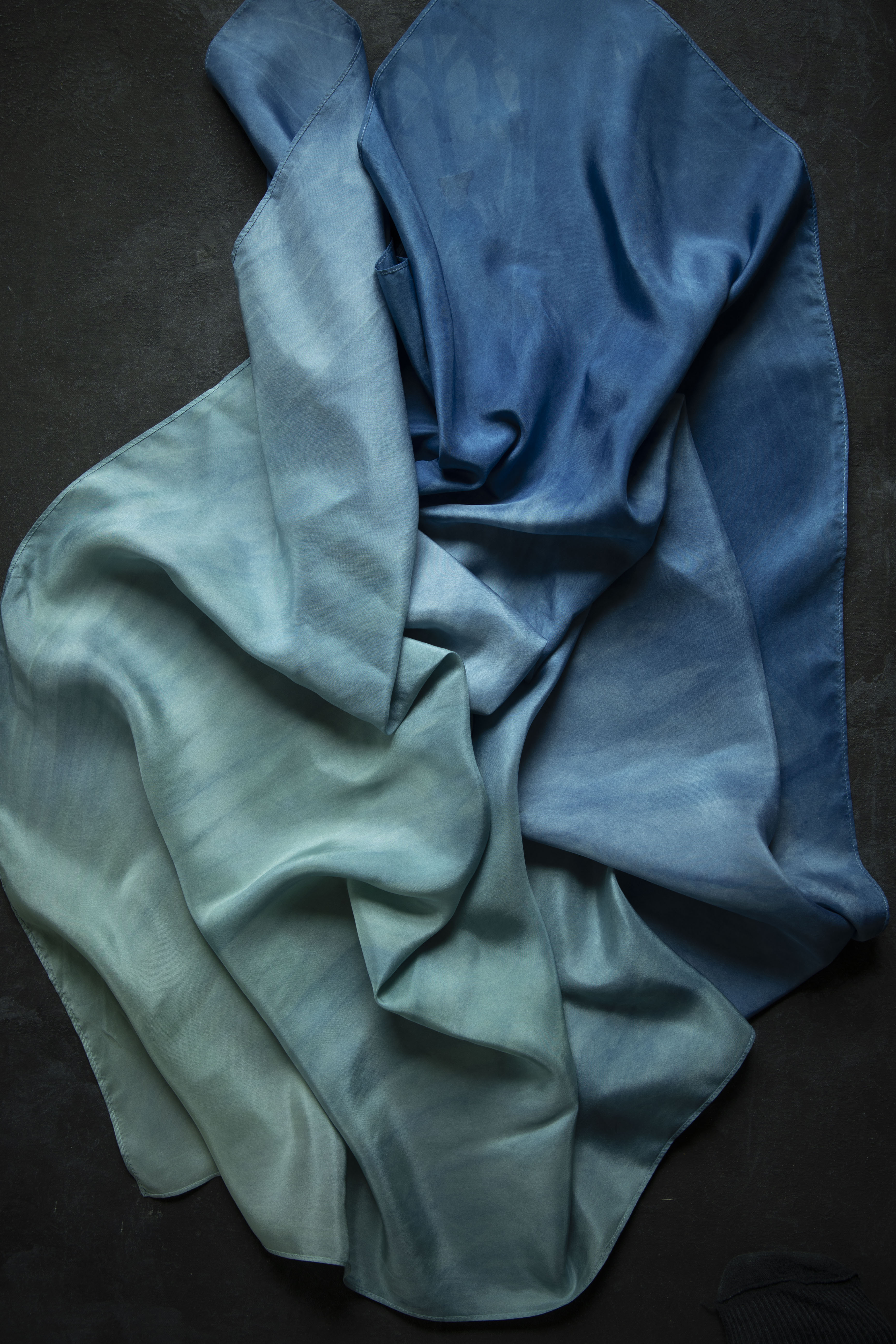 indigo dyed silk scarf