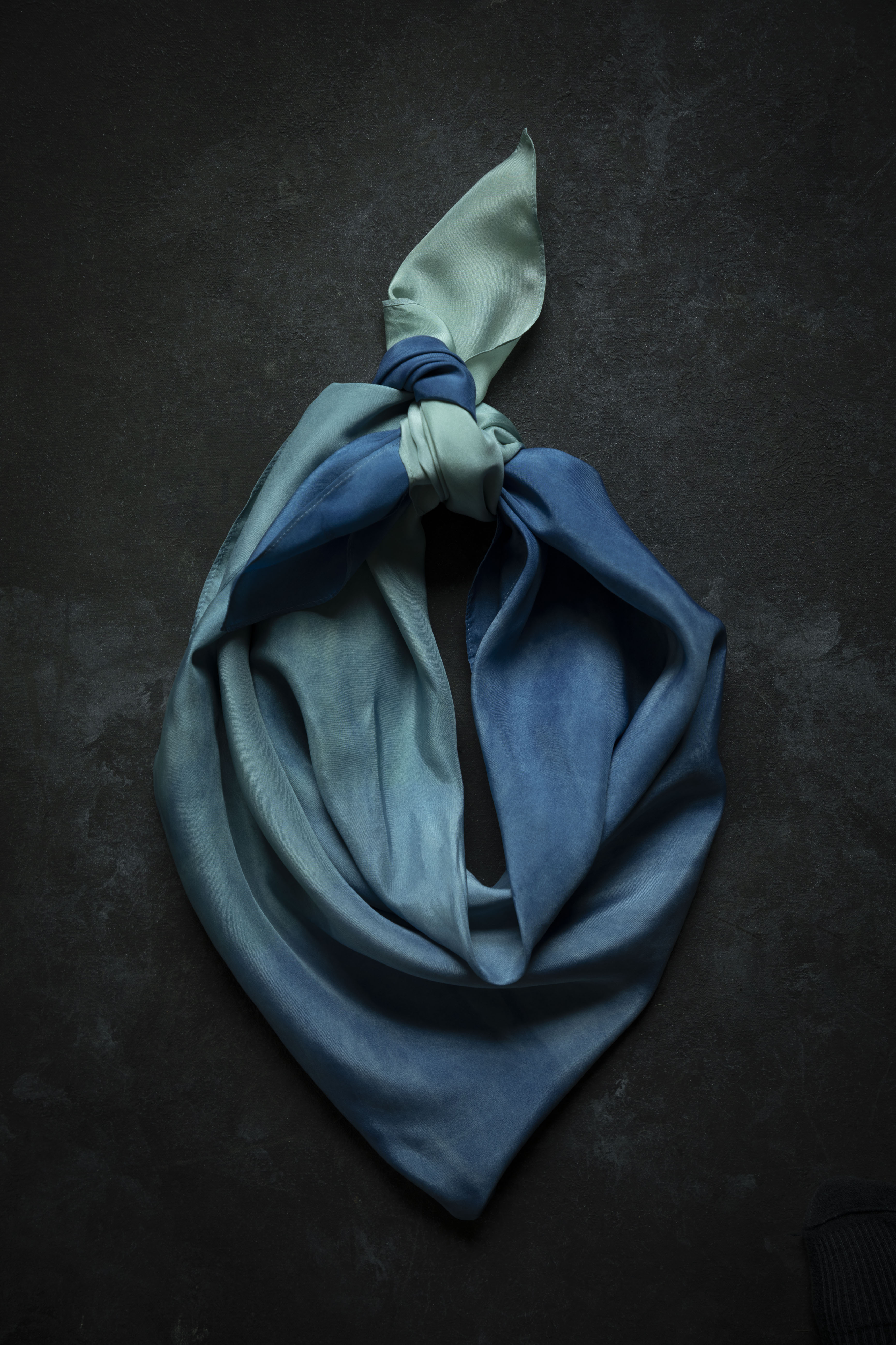 indigo dyed silk scarf